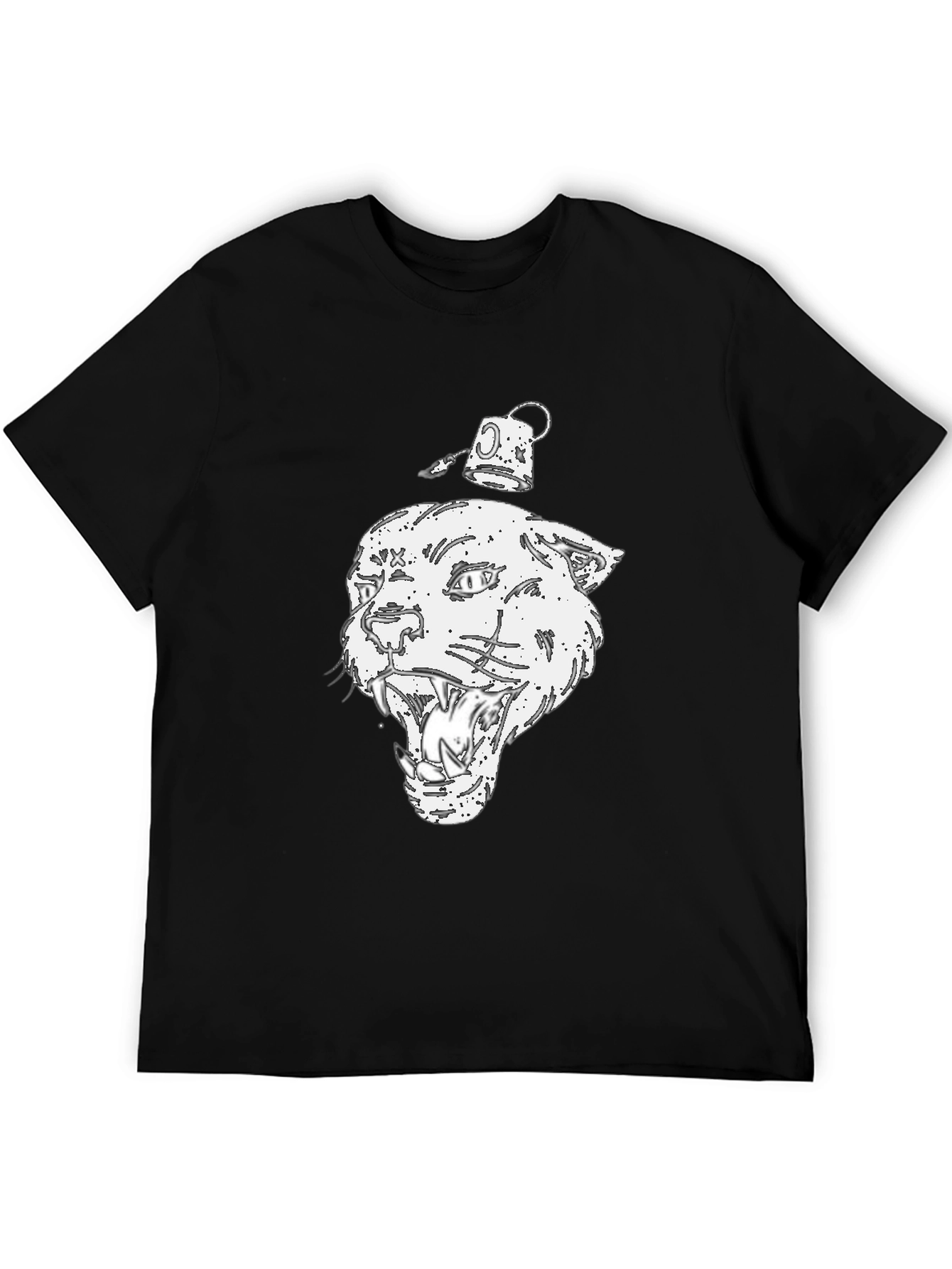 Graphic Print Black T-Shirt - Panther Design