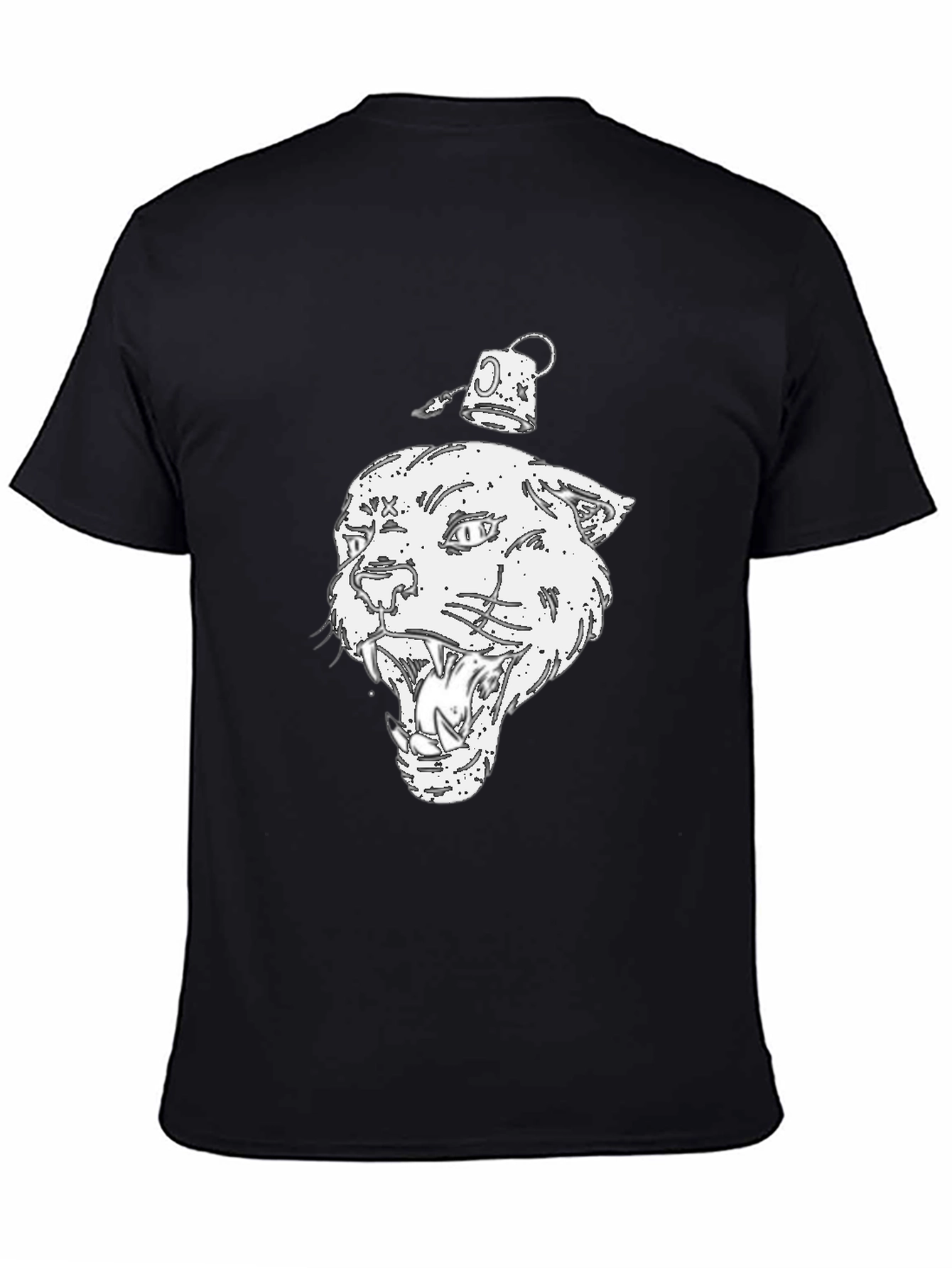 Graphic Print Black T-Shirt - Panther Design