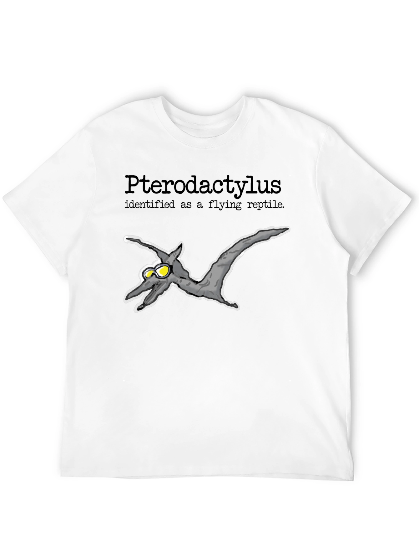 Pterodactyl Flying Reptile Graphic T-Shirt - Black