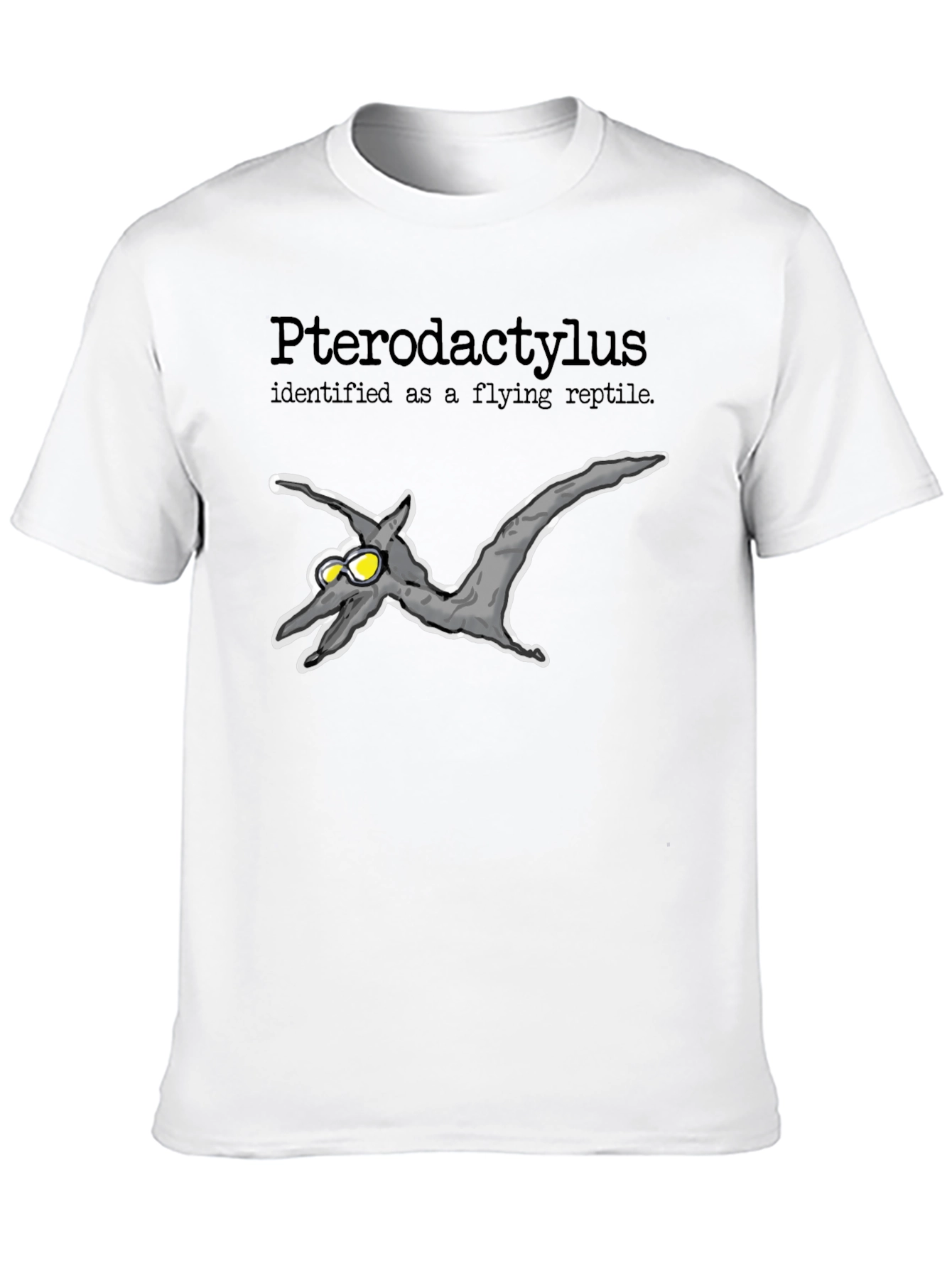 Pterodactyl Flying Reptile Graphic T-Shirt - Black