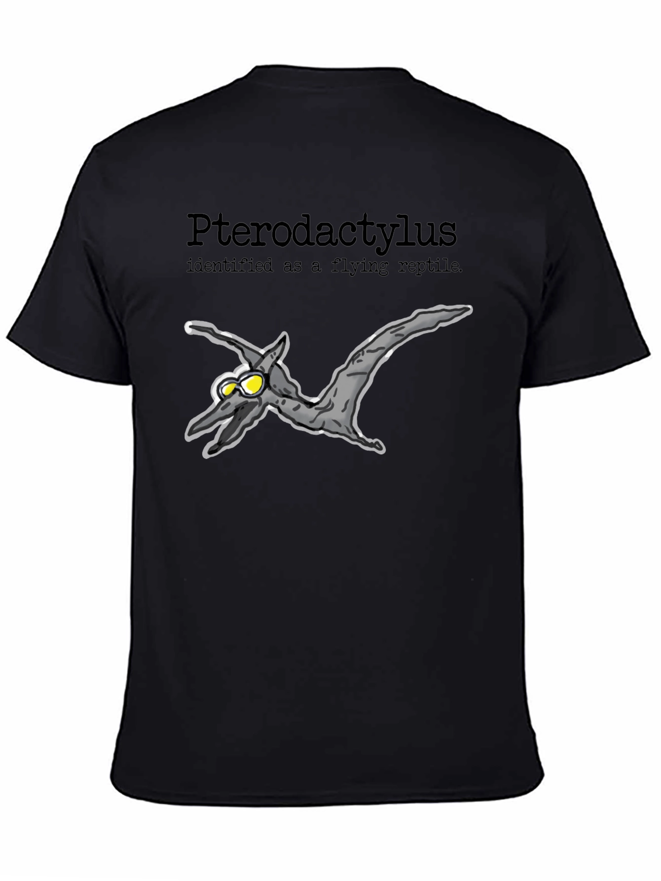 Pterodactyl Flying Reptile Graphic T-Shirt - Black