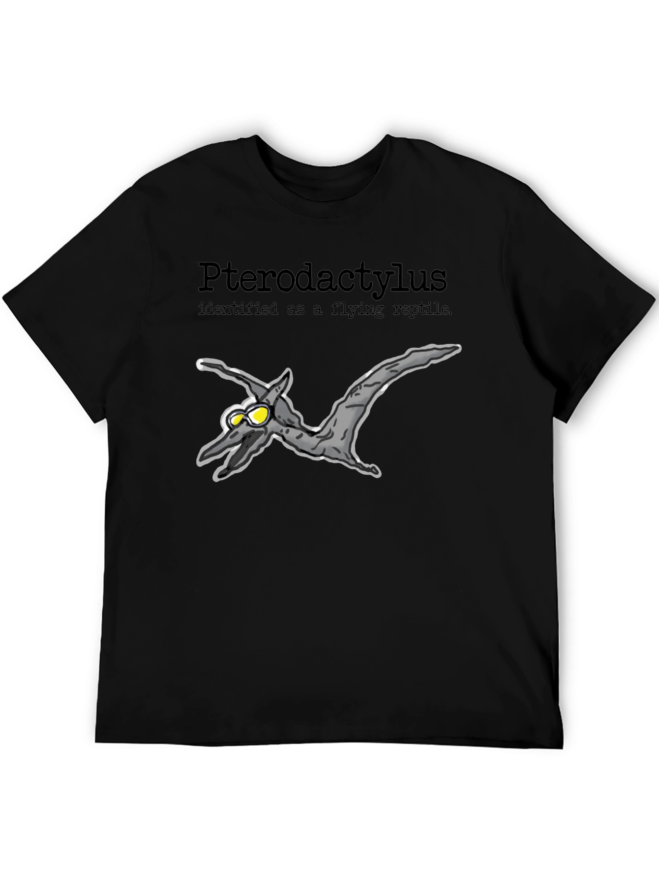 Pterodactyl Flying Reptile Graphic T-Shirt - Black
