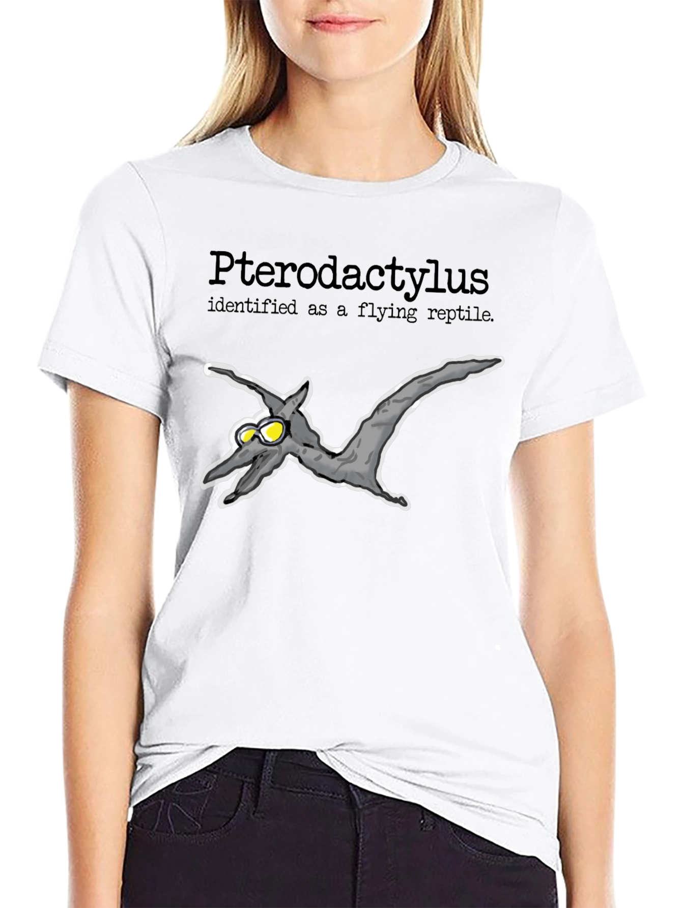 Pterodactyl Flying Reptile Graphic T-Shirt - Black