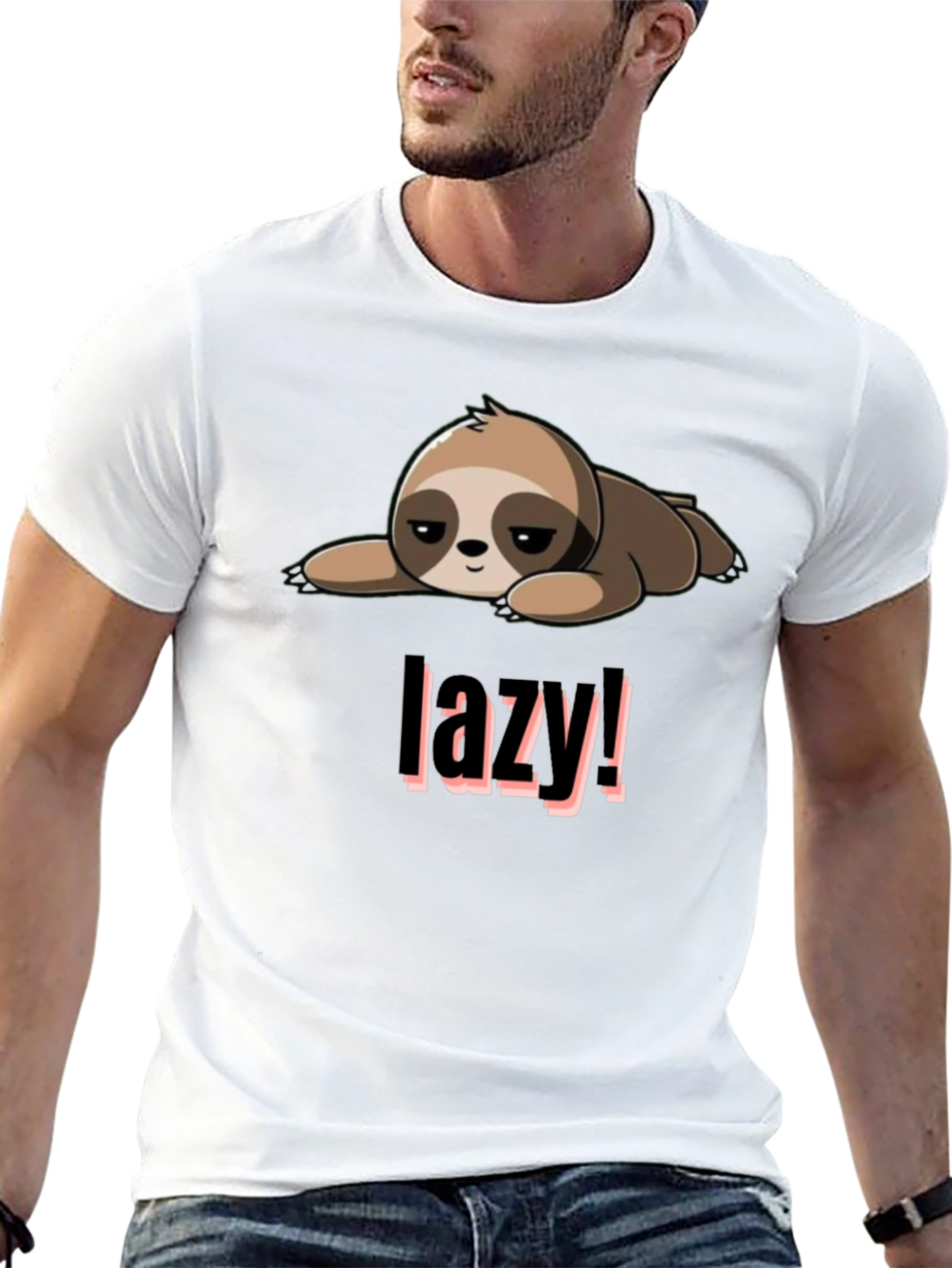 Lazy Sloth Graphic Tee - Black Cotton Blend