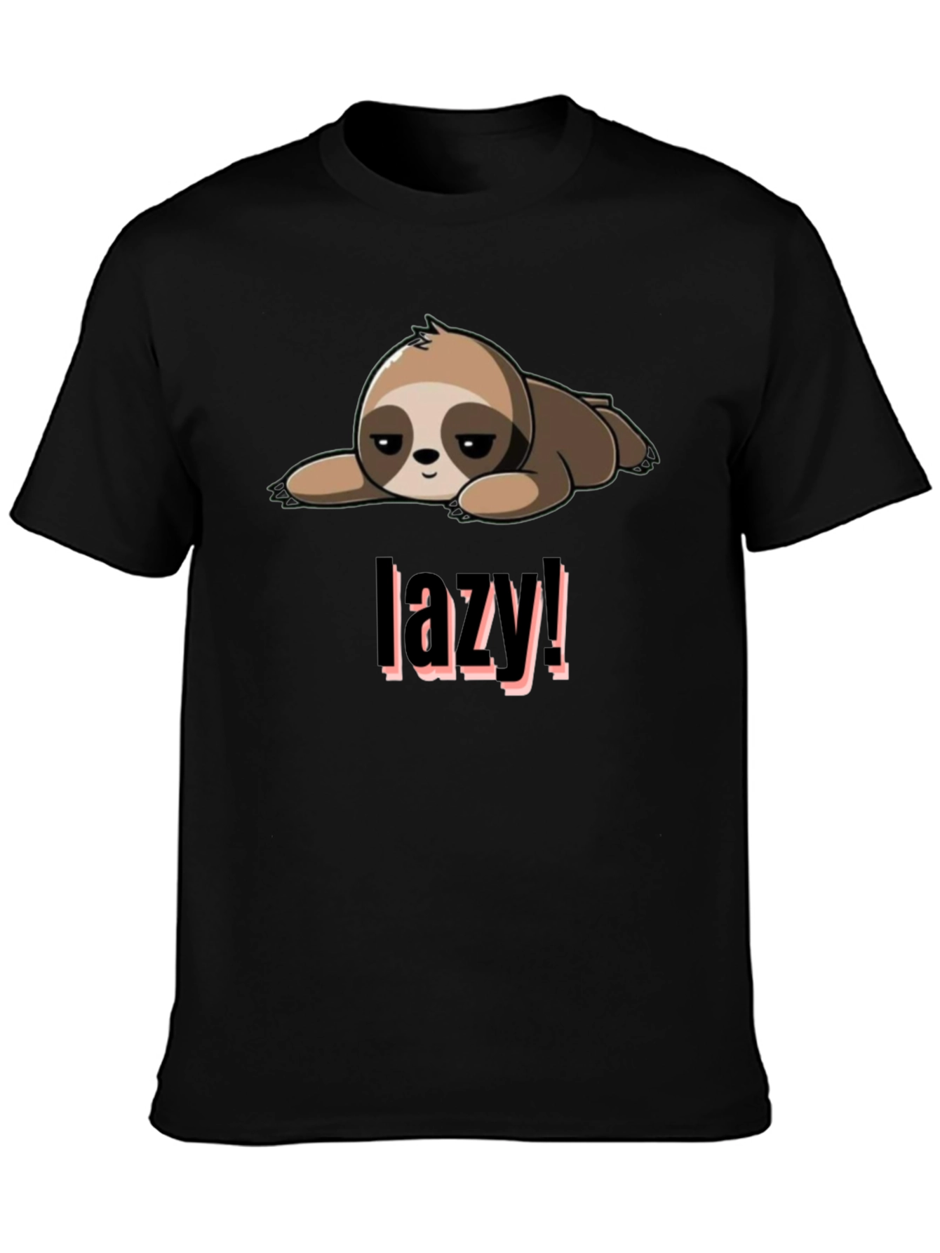 Lazy Sloth Graphic Tee - Black Cotton Blend