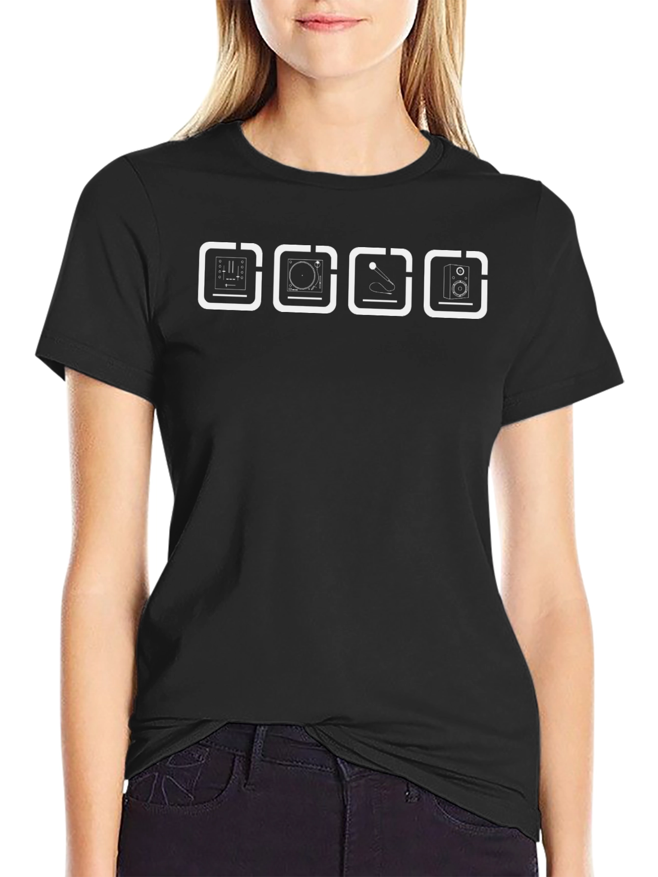 DJ Equipment Icons Black T-Shirt