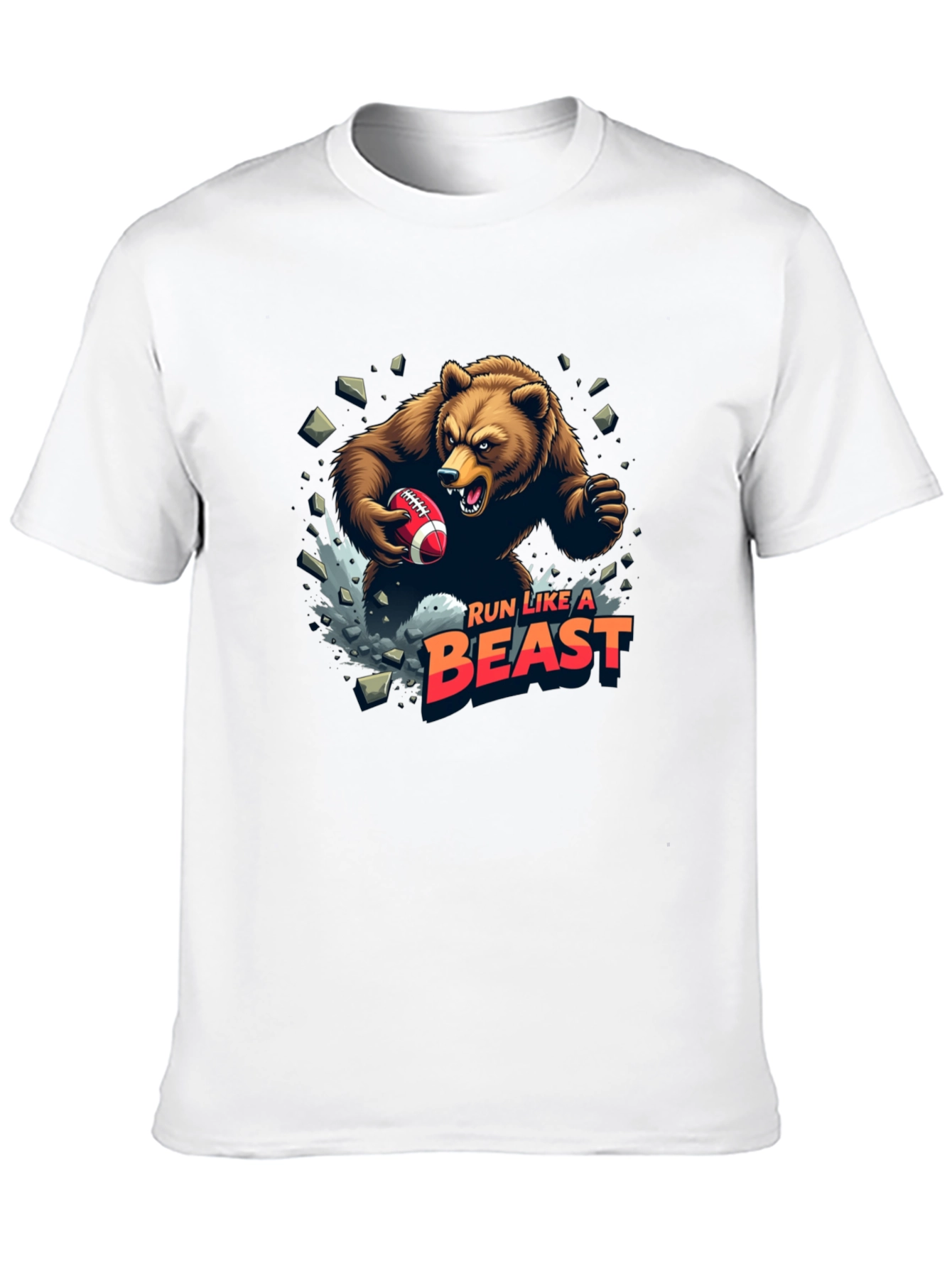 Run Like A Beast Football Bear Graphic Tee