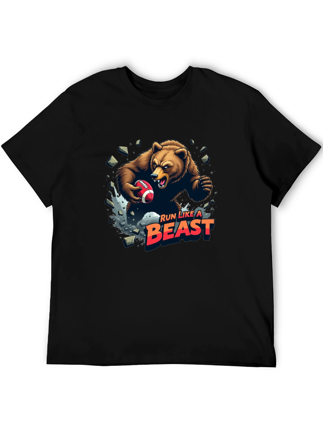 Run Like A Beast Football Bear Graphic Tee