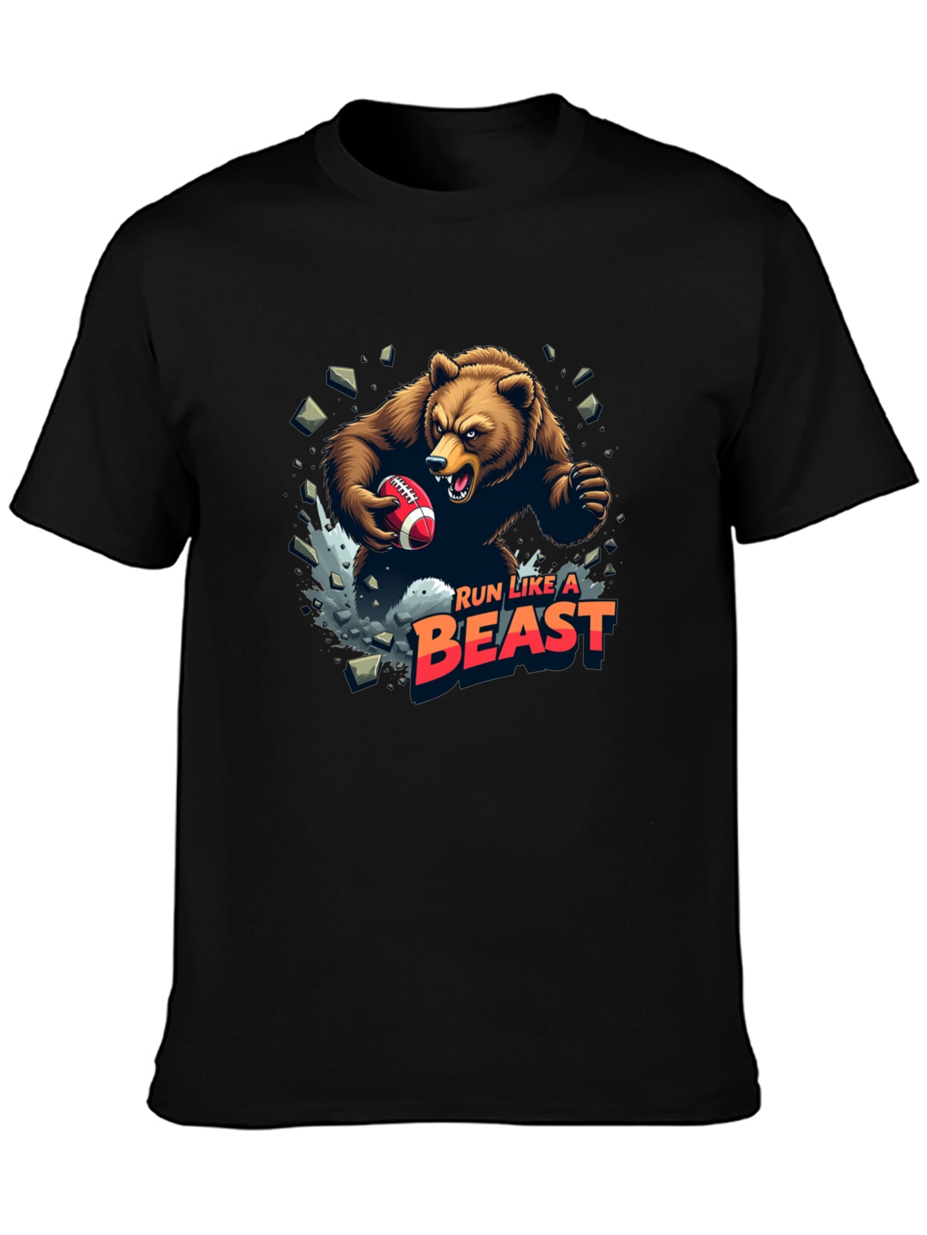 Run Like A Beast Football Bear Graphic Tee