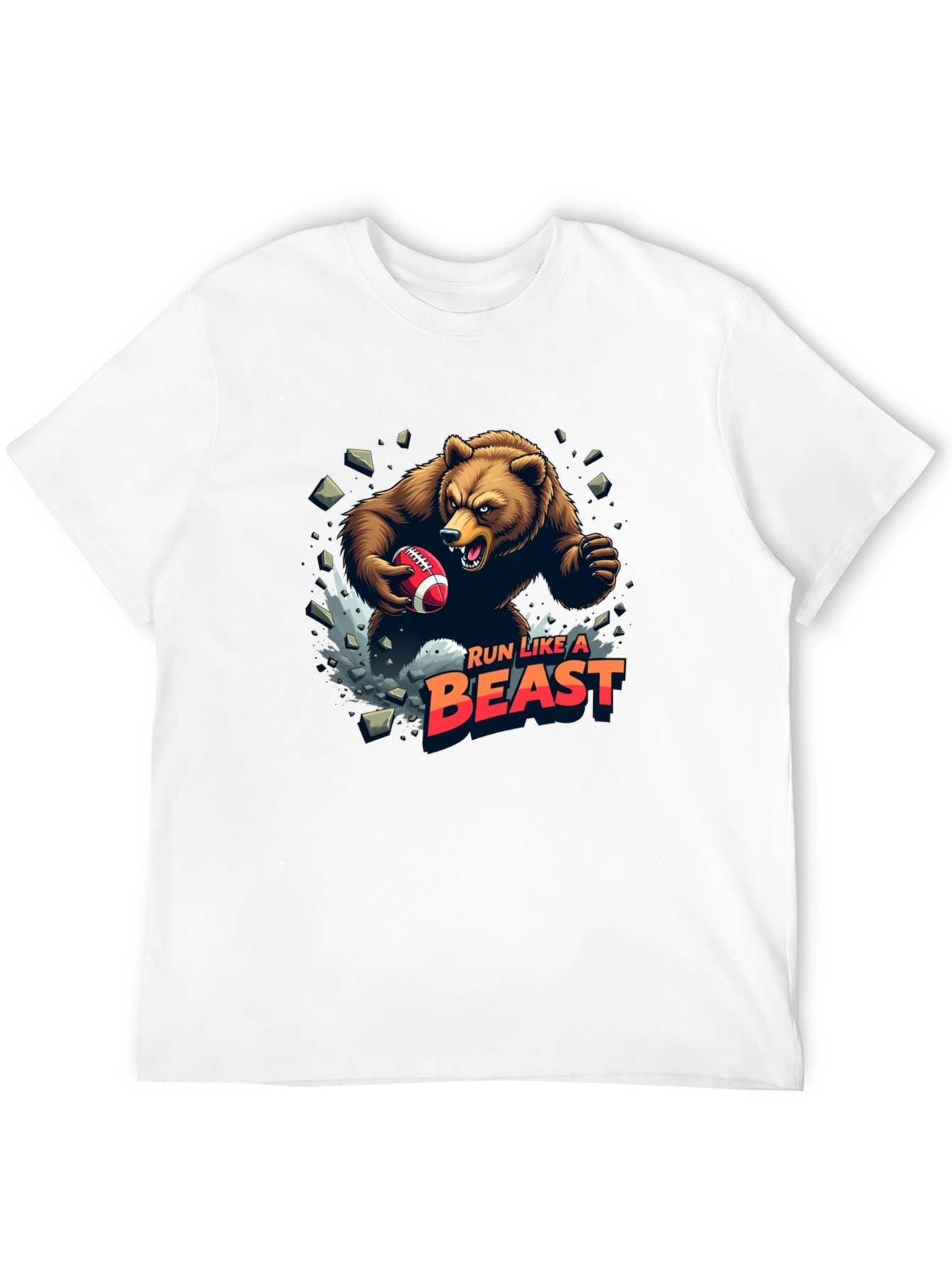 Run Like A Beast Football Bear Graphic Tee