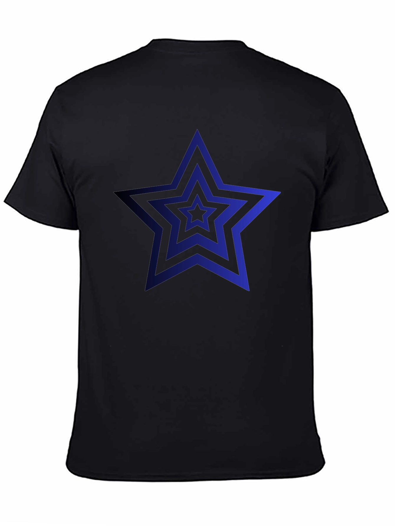 Mens Black T-Shirt with Blue Star Design