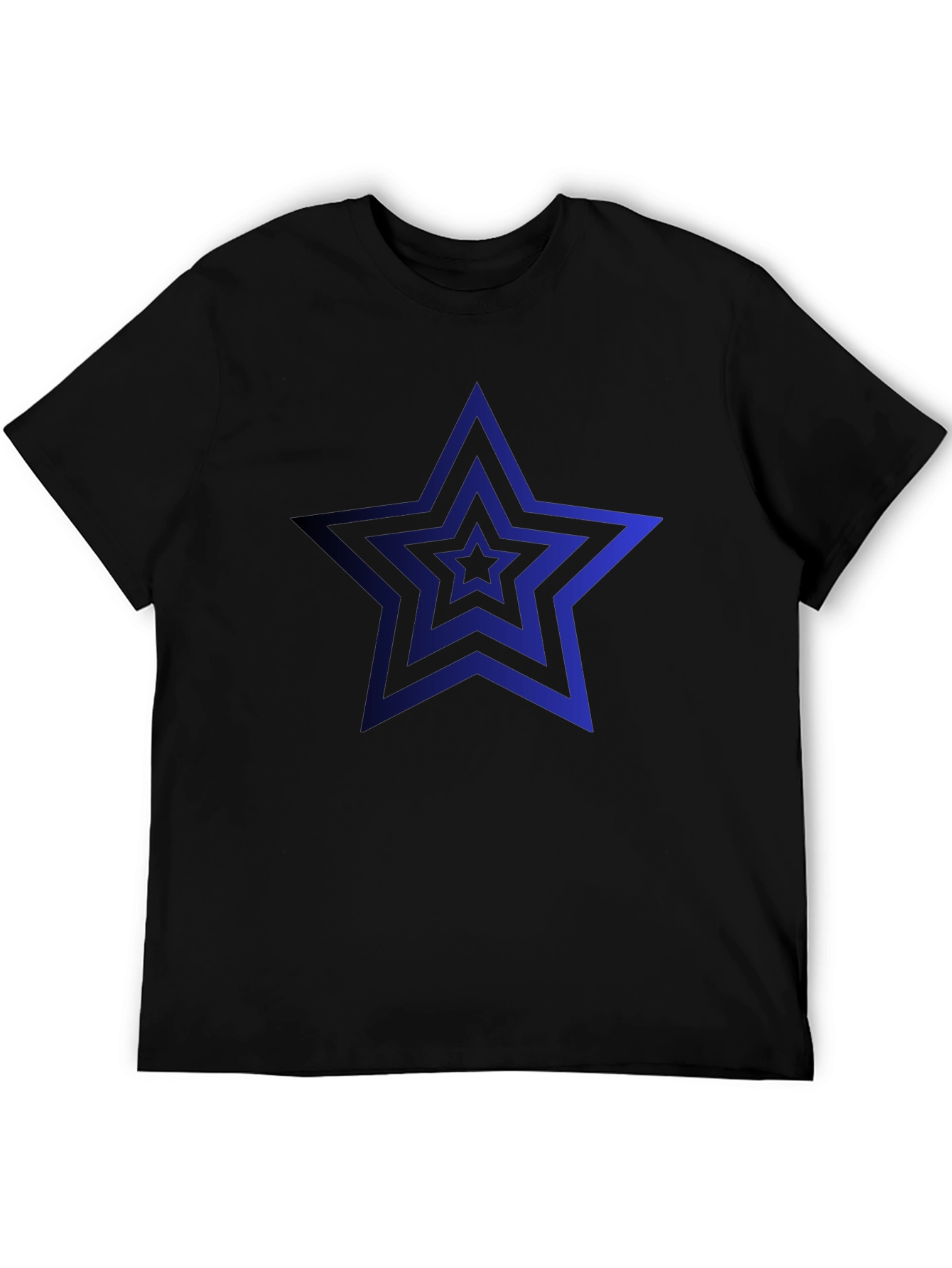 Mens Black T-Shirt with Blue Star Design