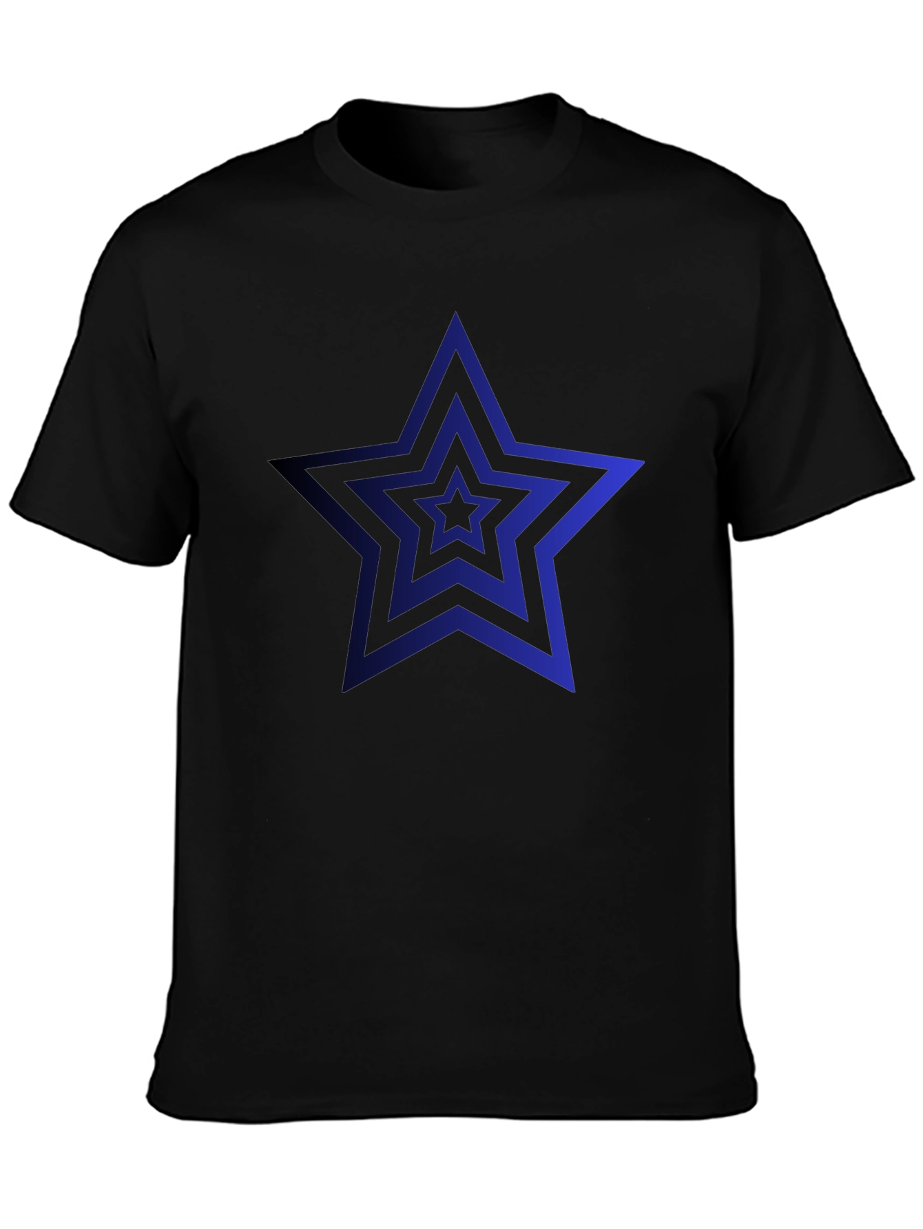 Mens Black T-Shirt with Blue Star Design