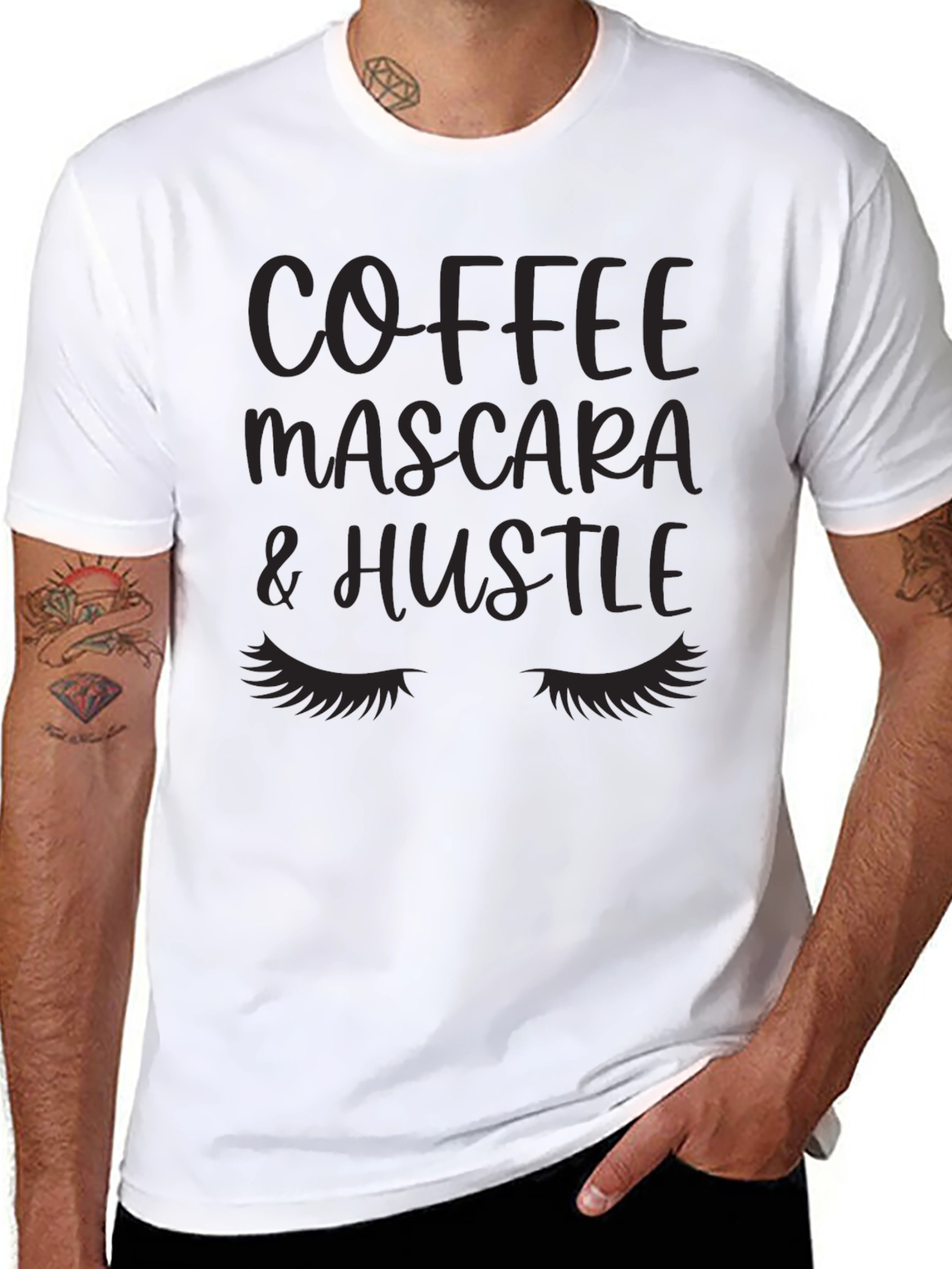 Coffee Mascara Hustle Tee - Black Graphic T-Shirt