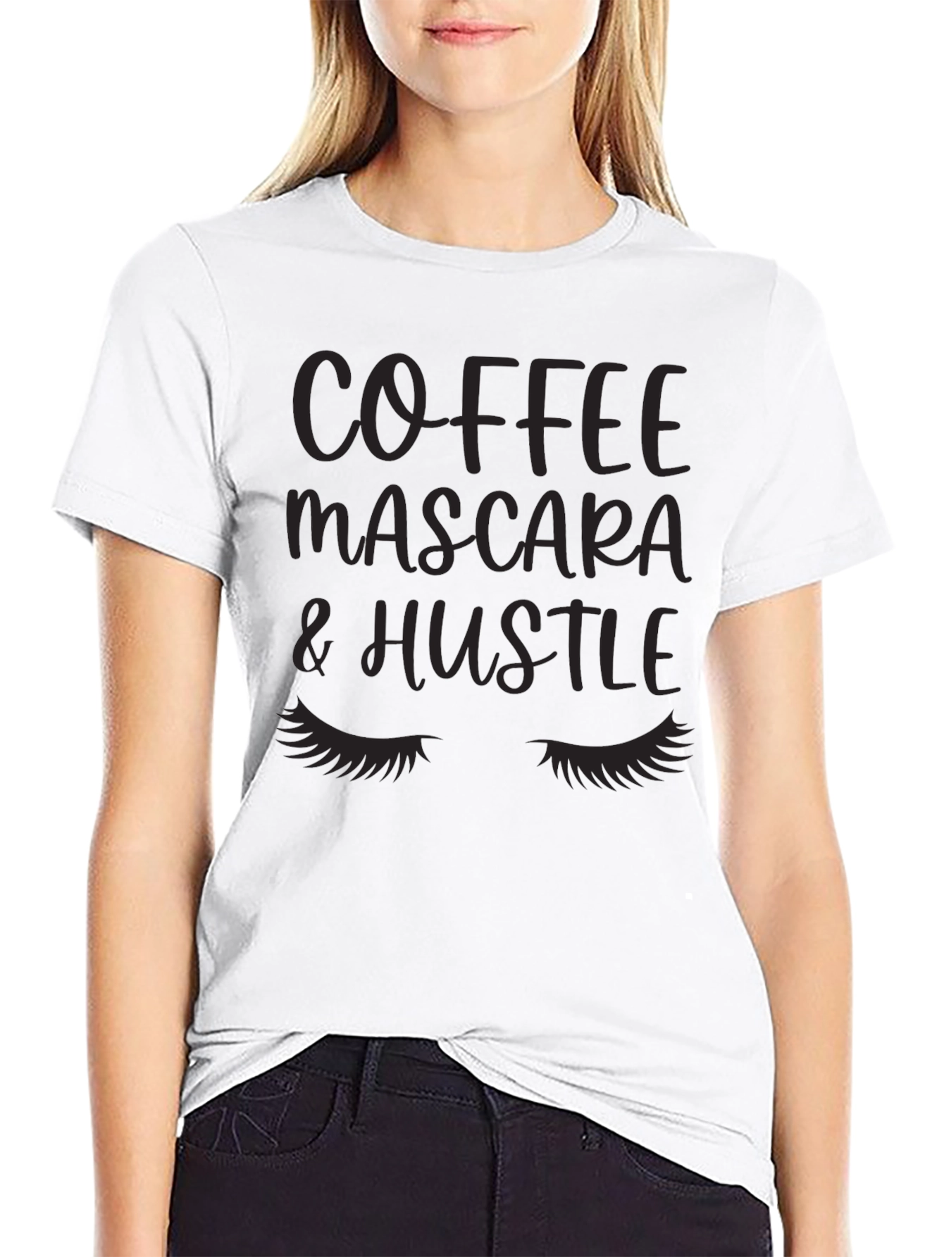 Coffee Mascara Hustle Tee - Black Graphic T-Shirt