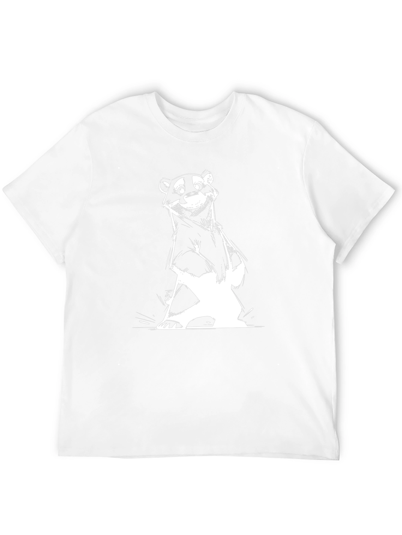 Cartoon Badger Graphic Tee - Black Cotton Blend