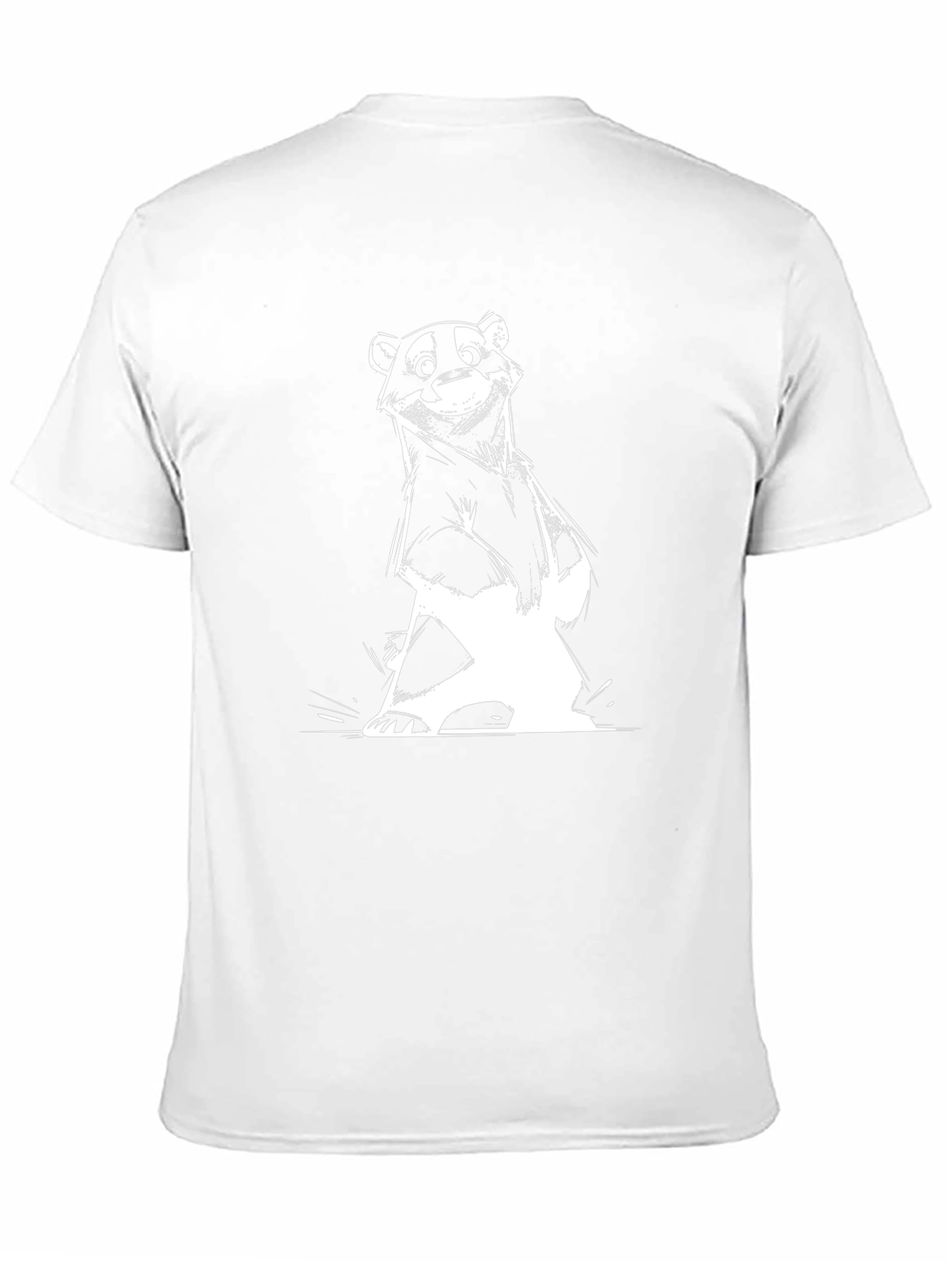 Cartoon Badger Graphic Tee - Black Cotton Blend