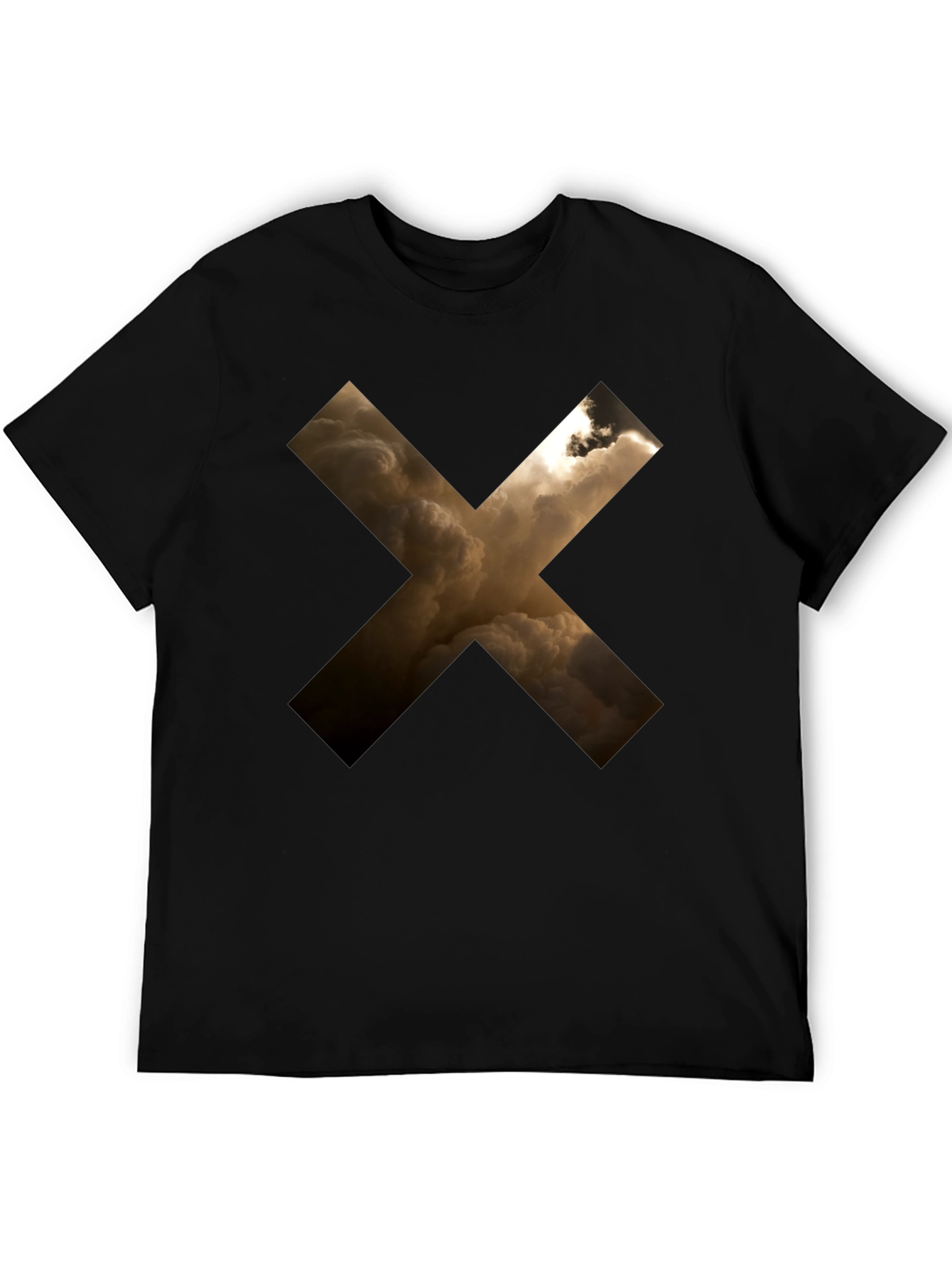 Abstract Cloud Cross Graphic Black T-Shirt