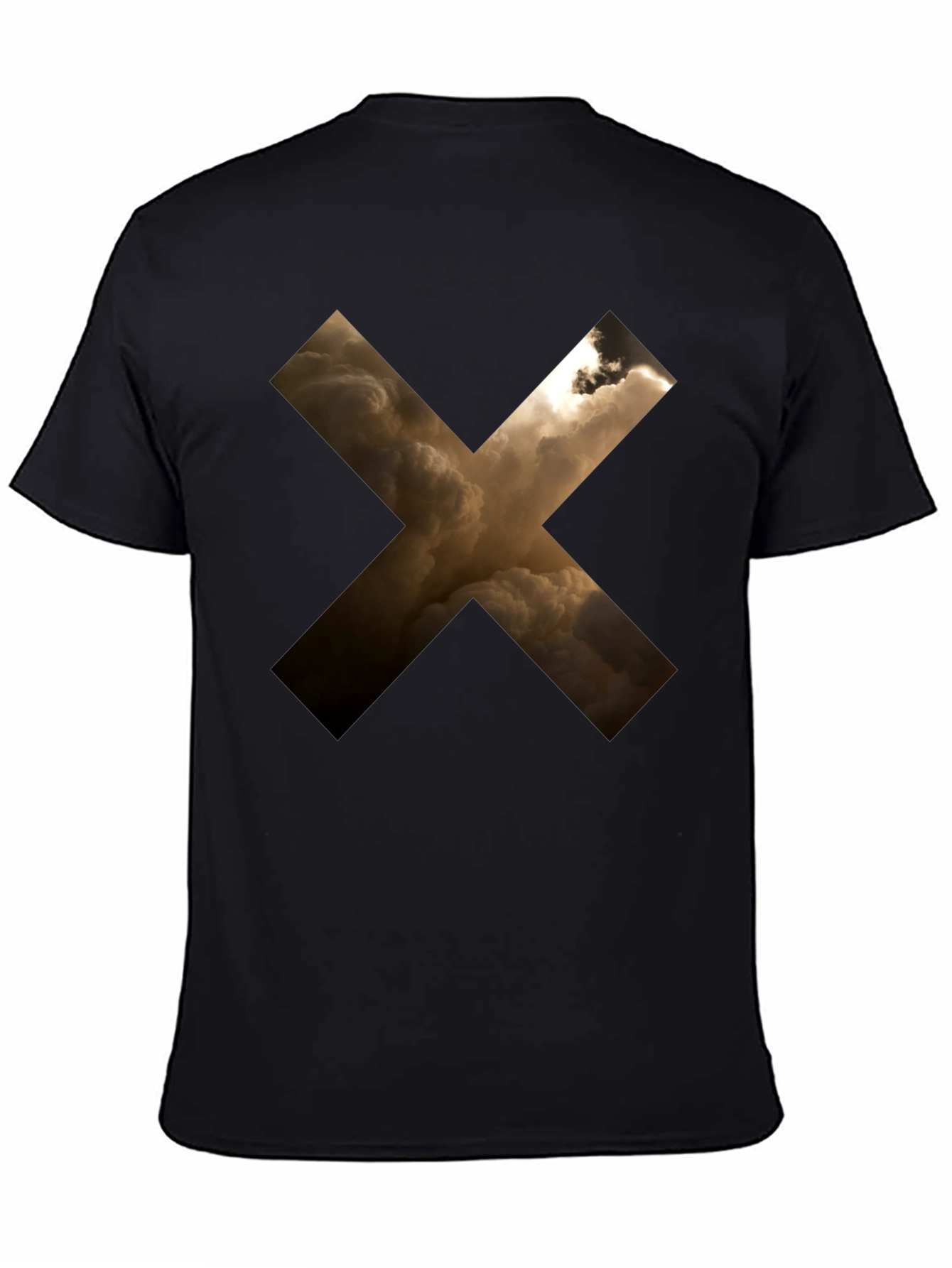 Abstract Cloud Cross Graphic Black T-Shirt