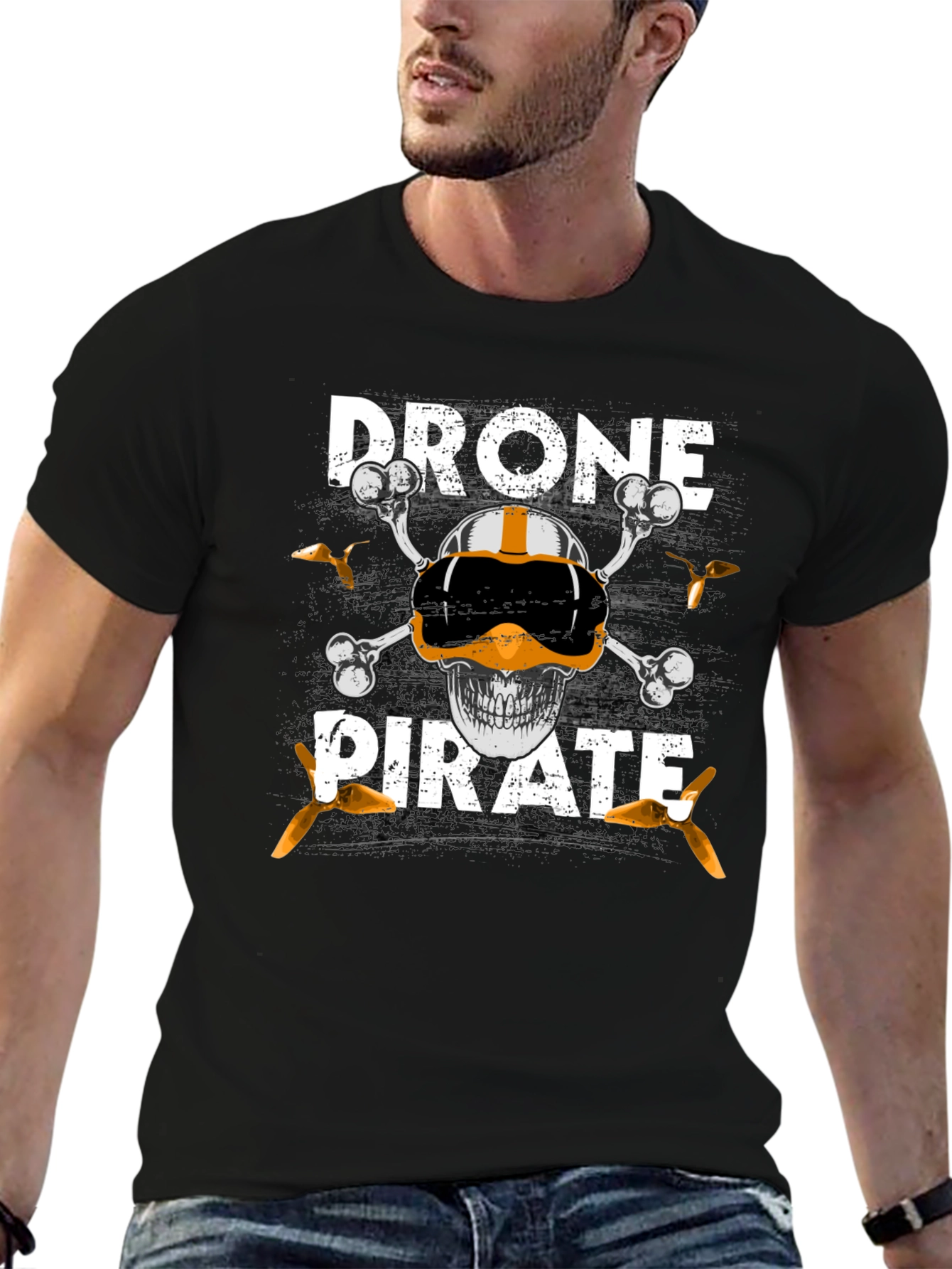 Drone Pirate T-Shirt - Pilot Skull Design