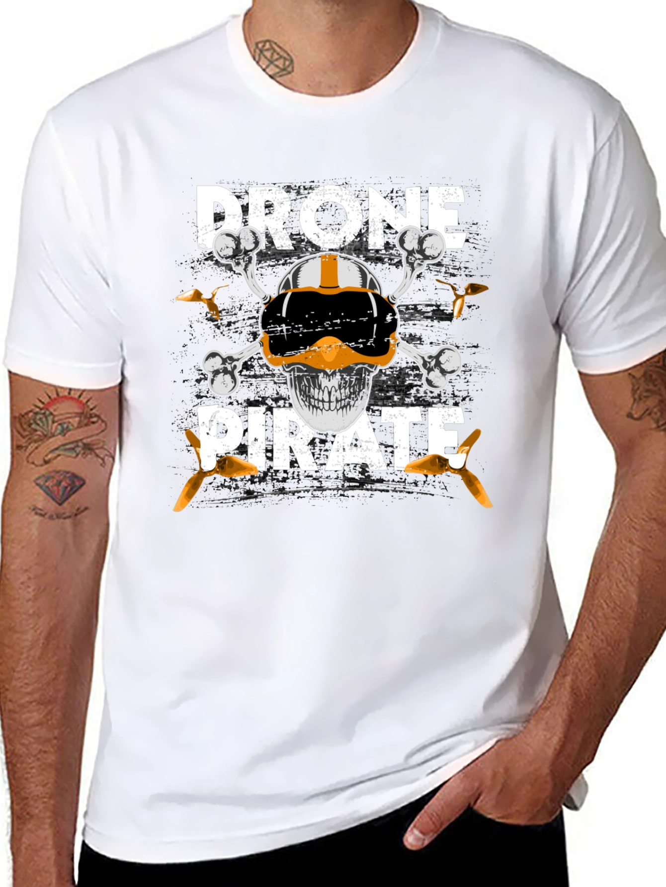Drone Pirate T-Shirt - Pilot Skull Design