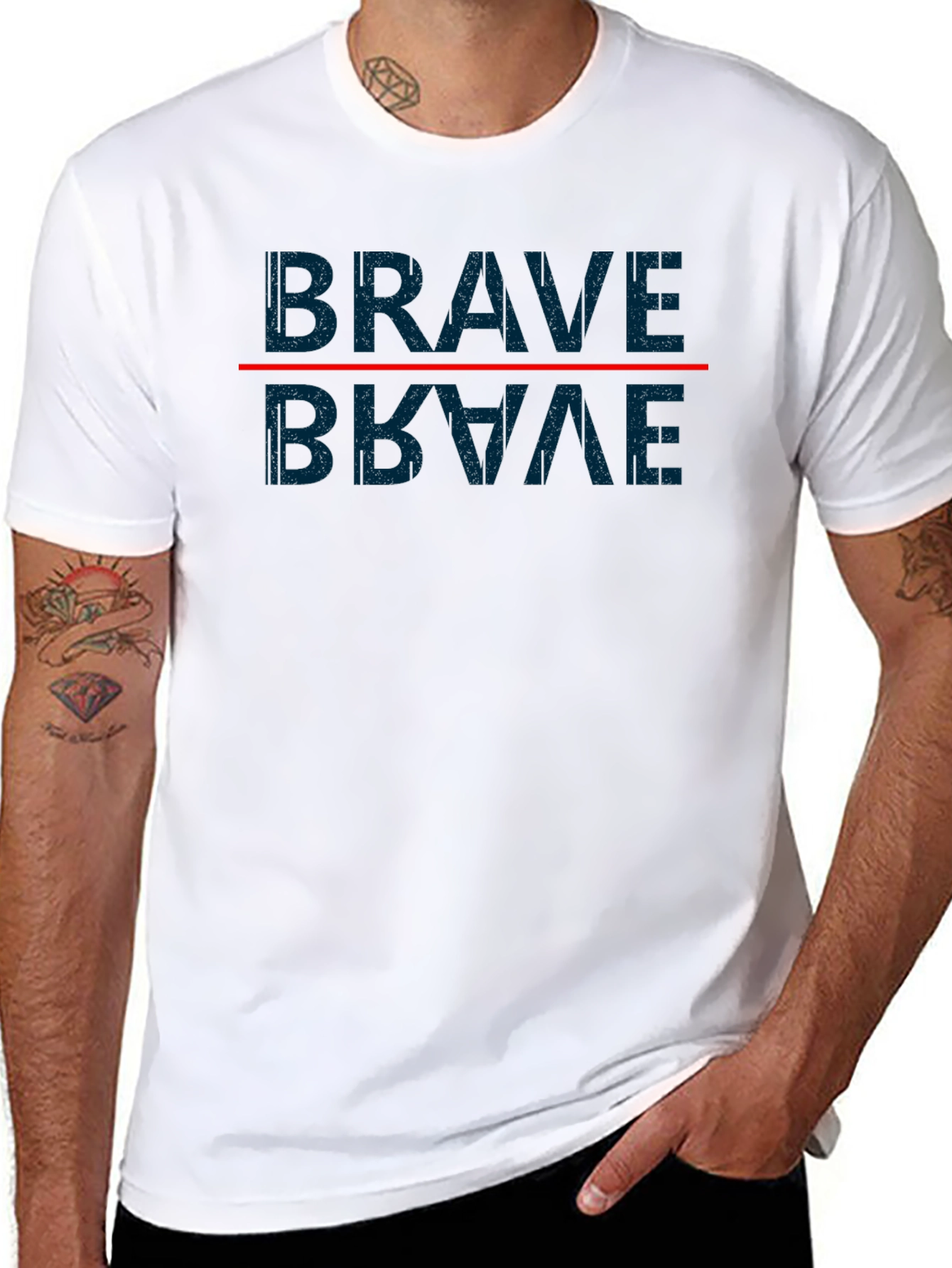 Brave Mirror Graphic T-Shirt - Casual Style