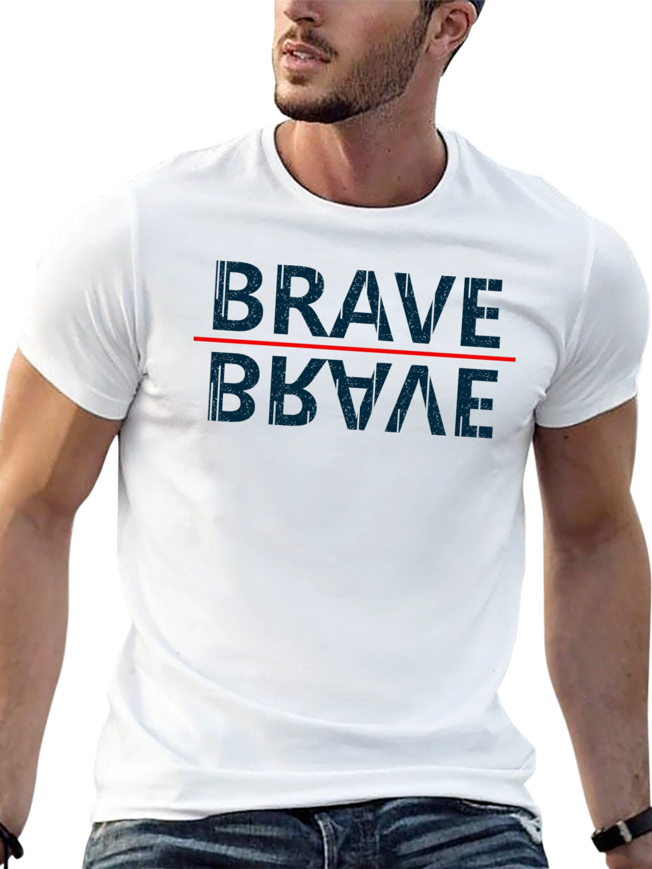 Brave Mirror Graphic T-Shirt - Casual Style