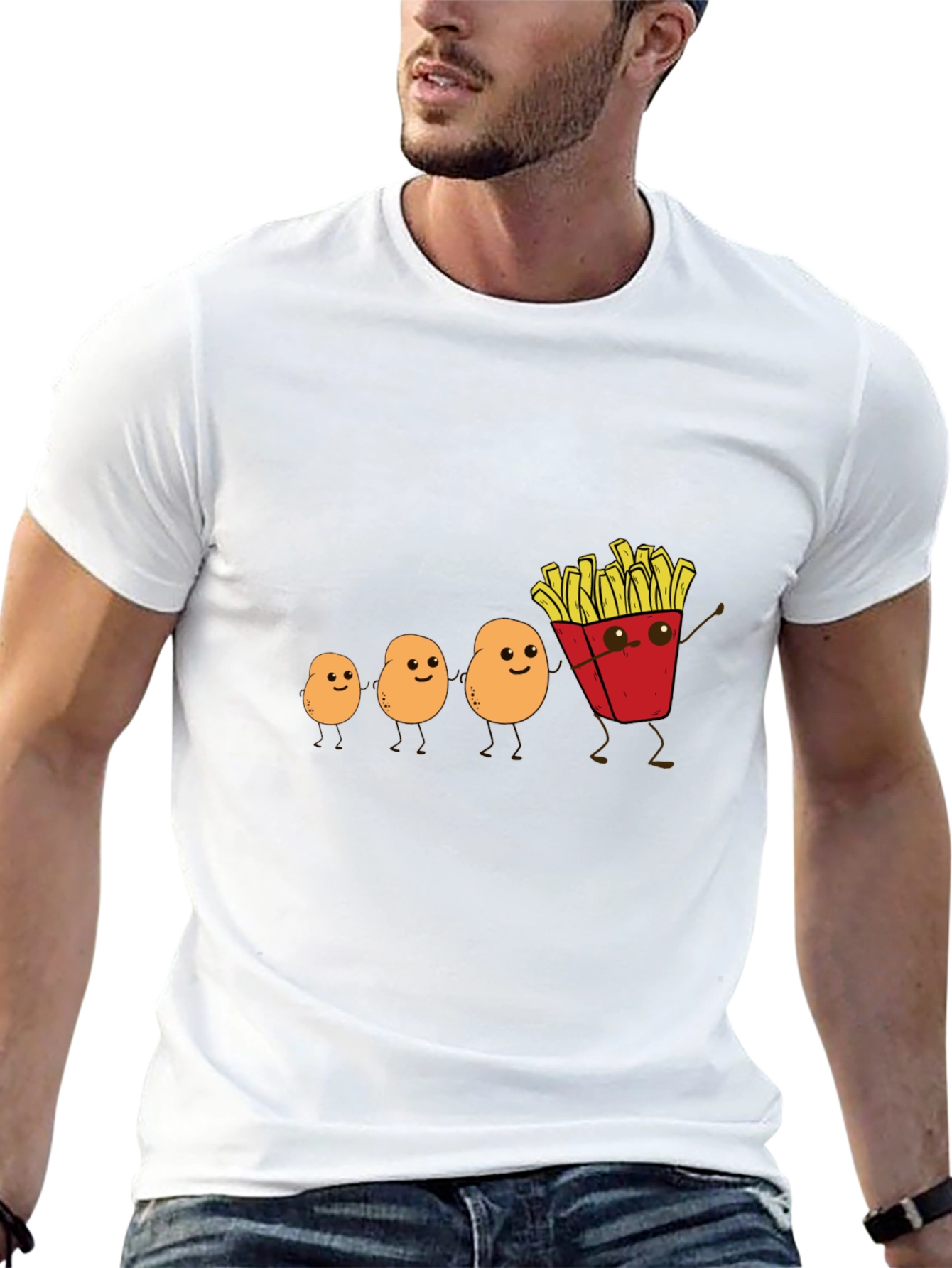 Funny Potato Evolution to French Fries Black T-Shirt