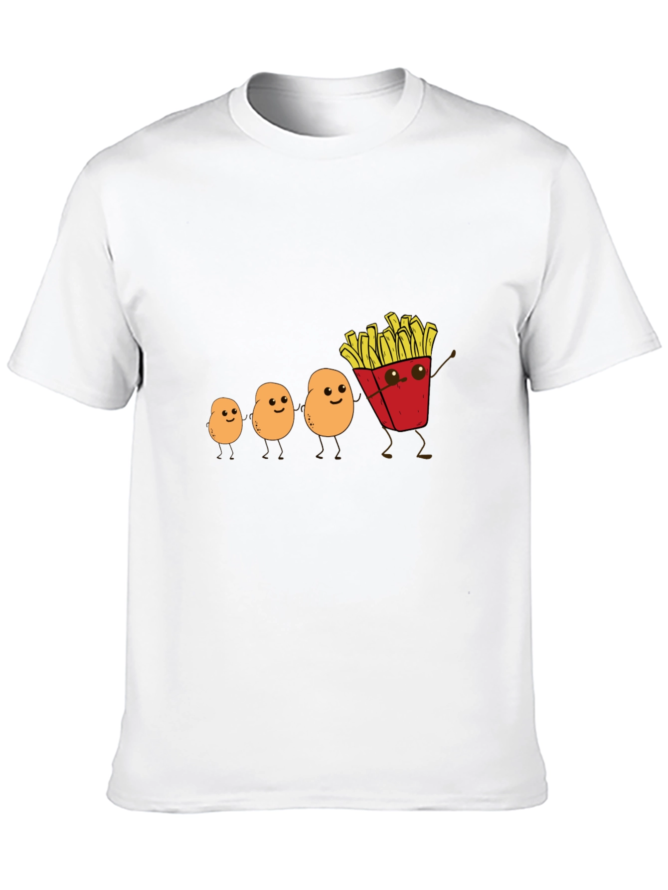 Funny Potato Evolution to French Fries Black T-Shirt