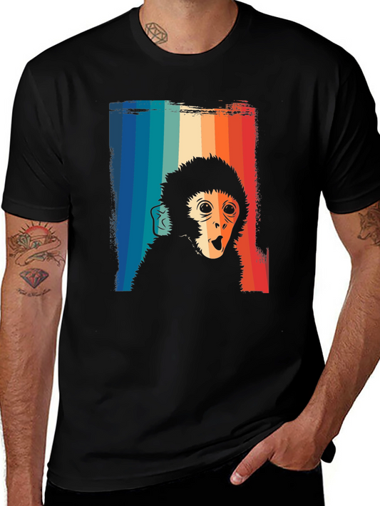 Retro Monkey Graphic T-Shirt - Vintage Style Mens Tee
