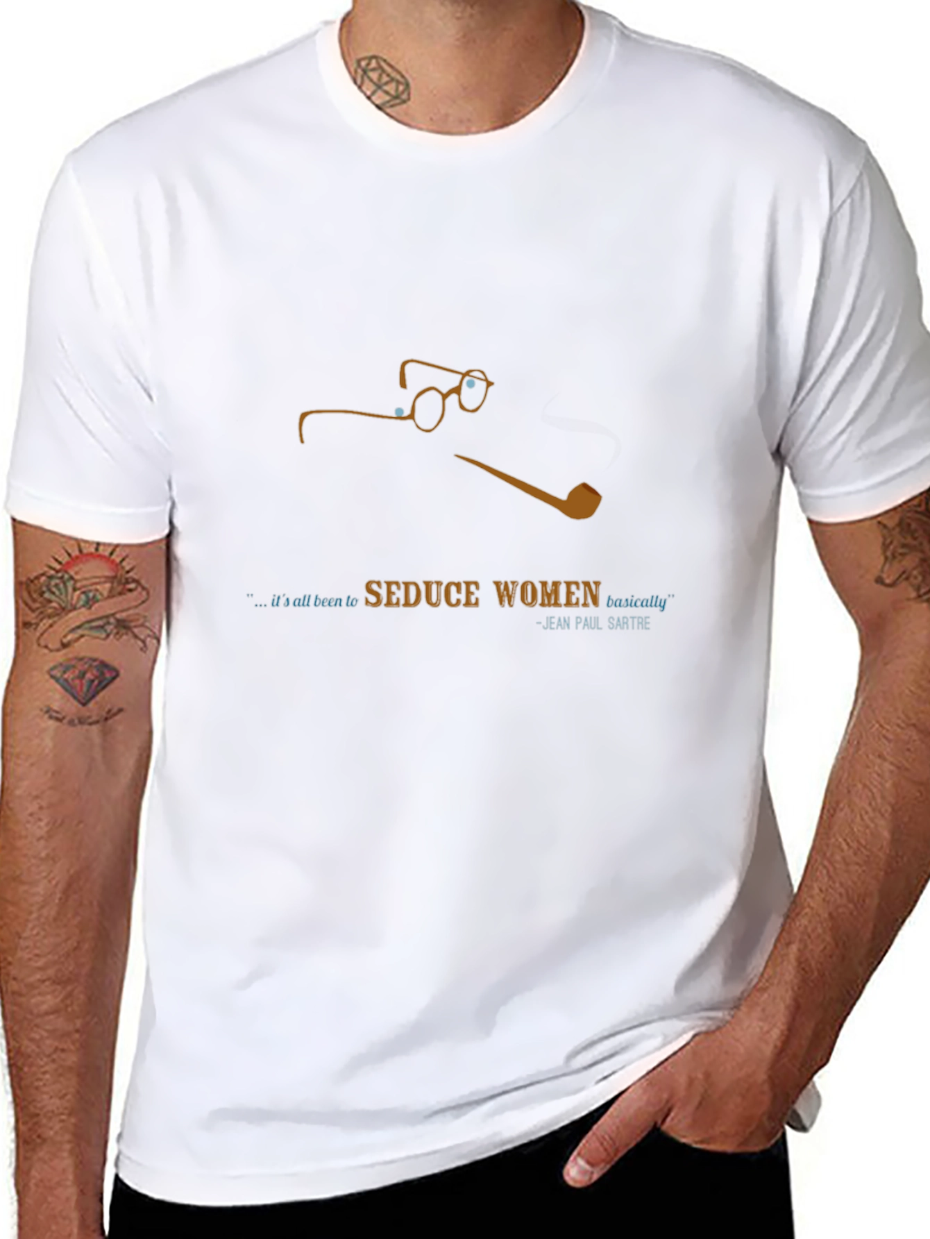 Sartre Quote Black T-Shirt - Seduce Women