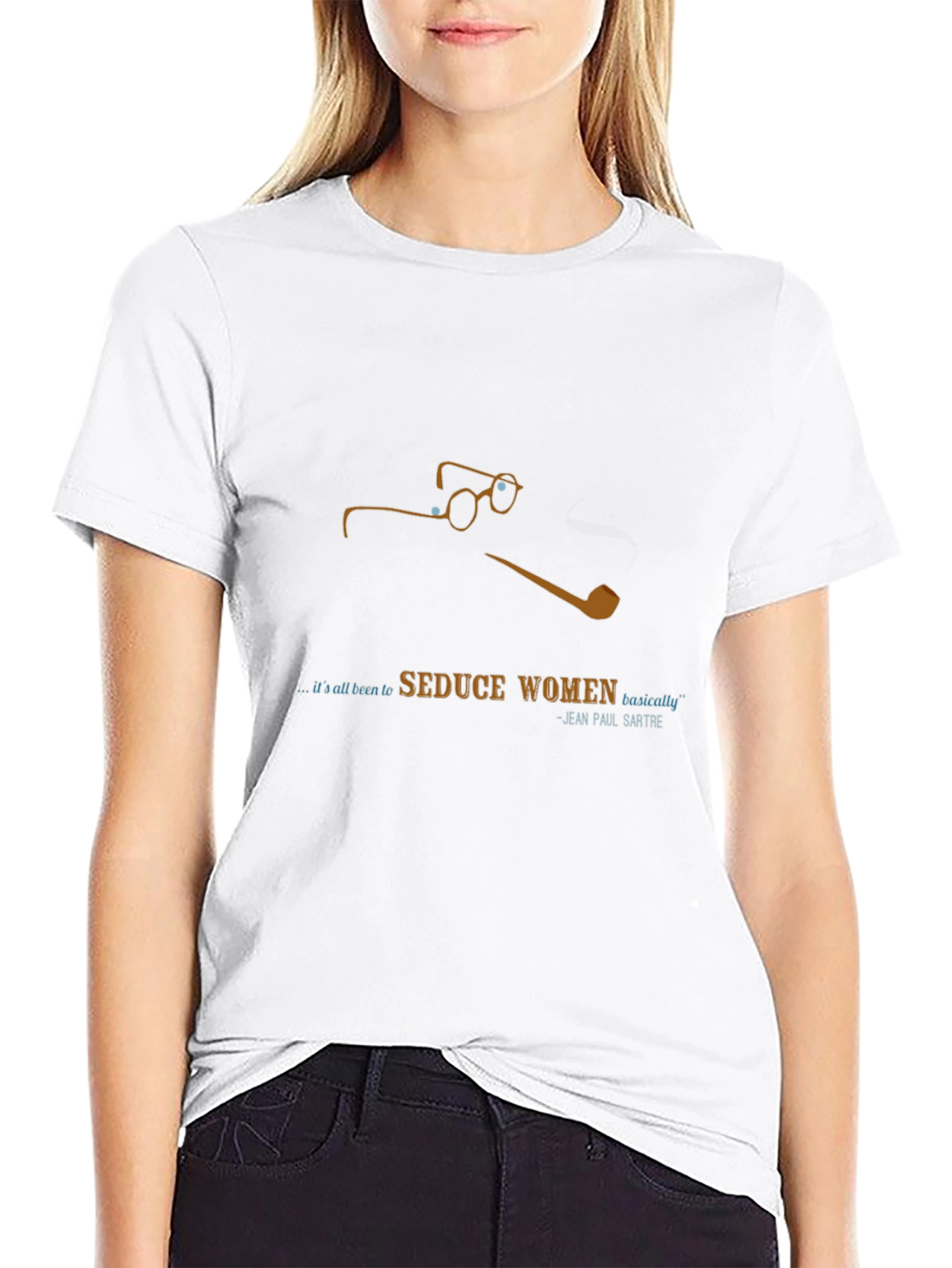 Sartre Quote Black T-Shirt - Seduce Women