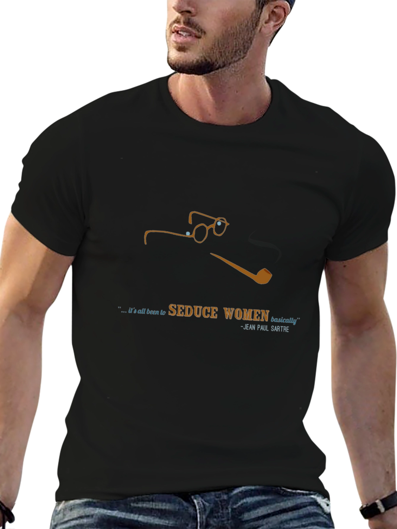 Sartre Quote Black T-Shirt - Seduce Women