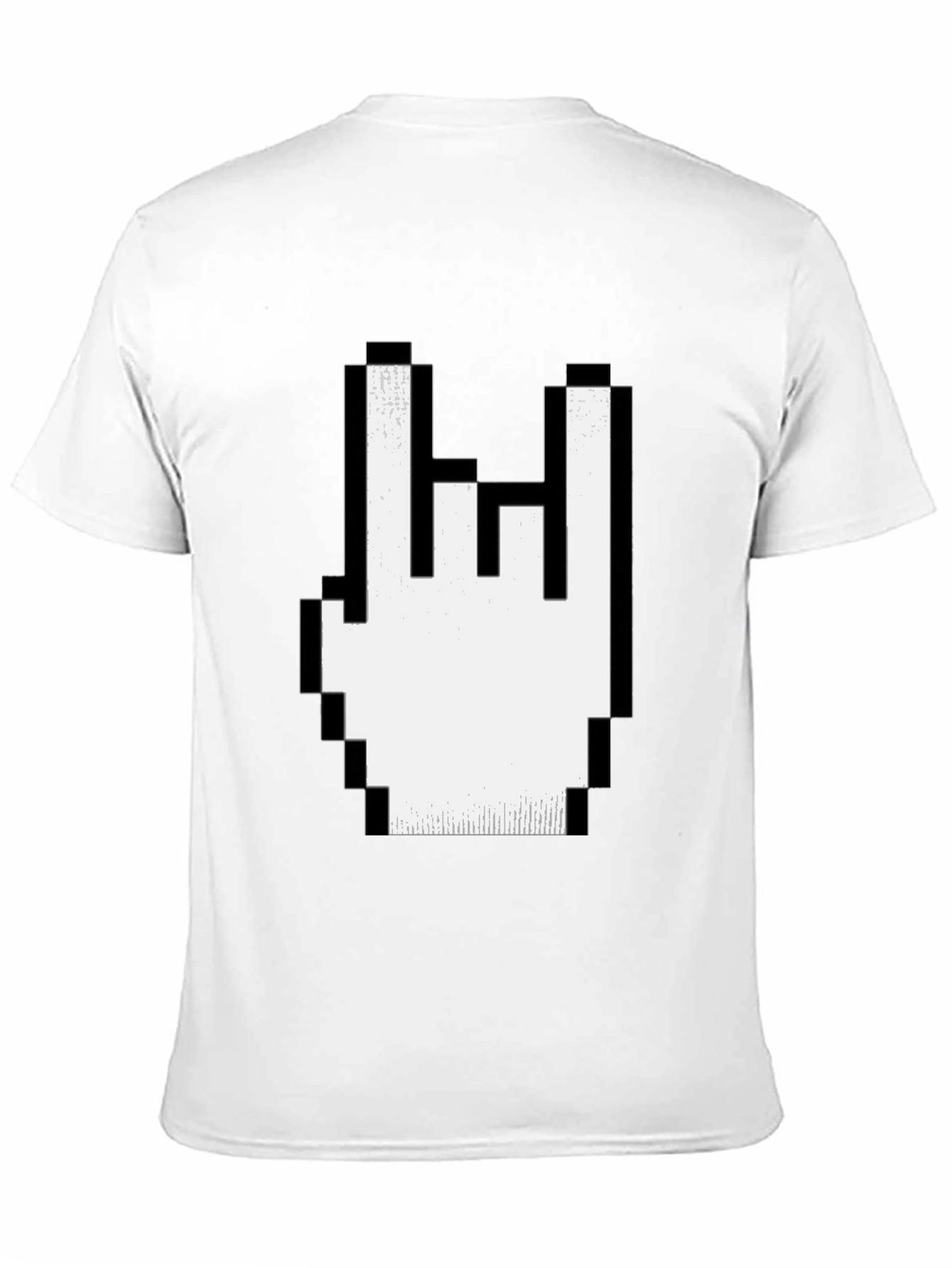 Pixel Rock Hand Gesture Black T-Shirt