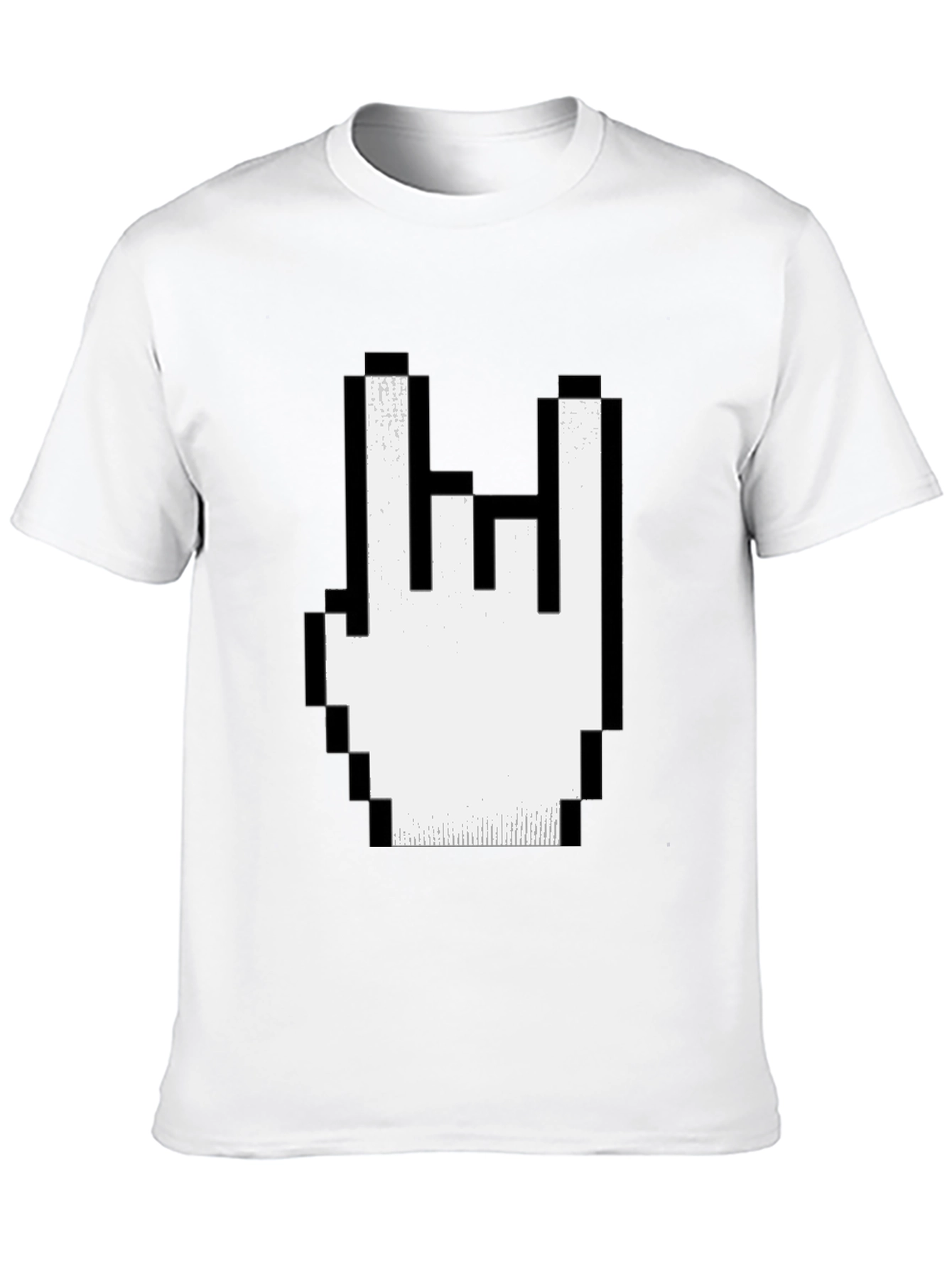 Pixel Rock Hand Gesture Black T-Shirt