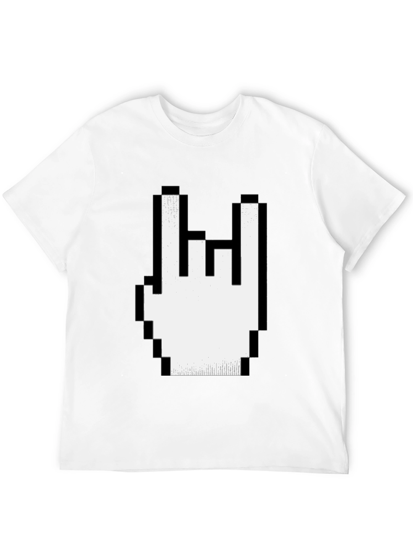 Pixel Rock Hand Gesture Black T-Shirt