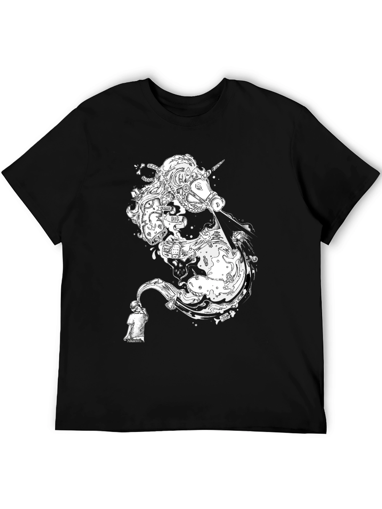 Unicorn Graphic Black T-Shirt