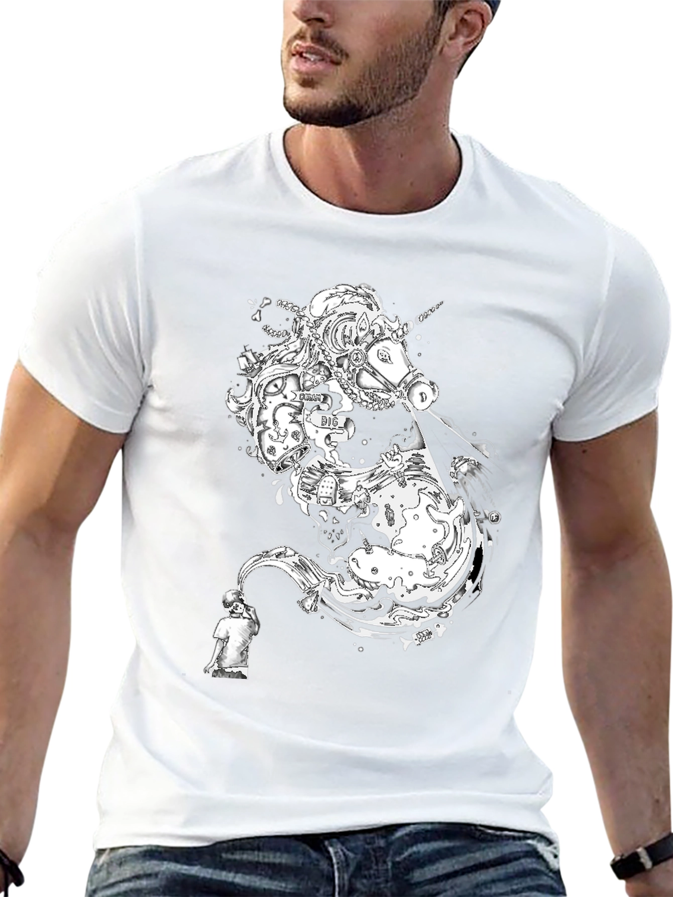 Unicorn Graphic Black T-Shirt