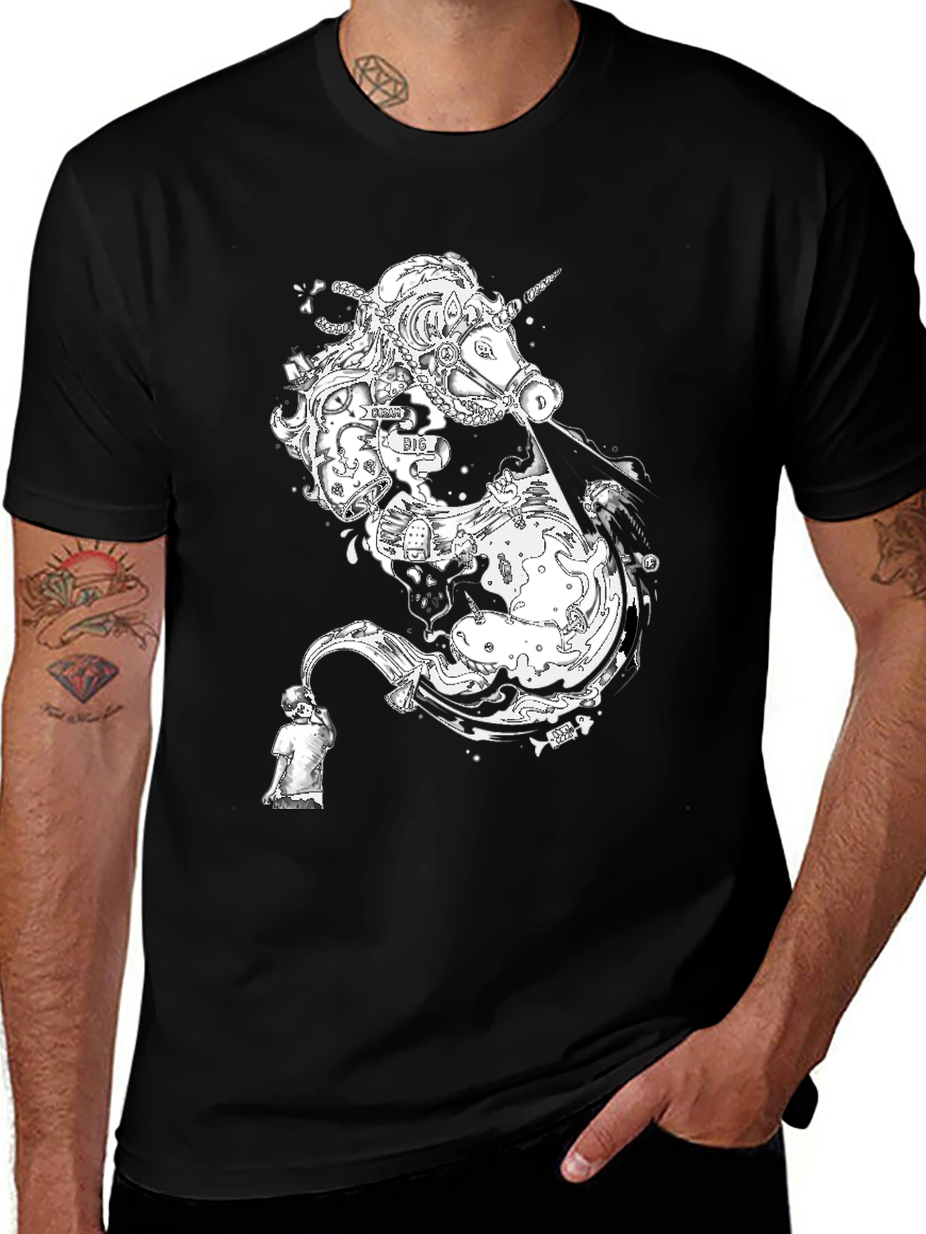Unicorn Graphic Black T-Shirt