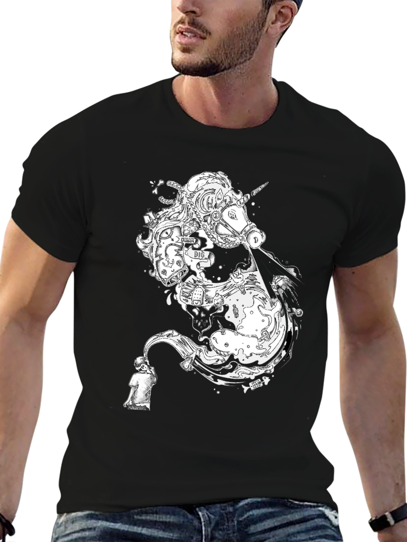 Unicorn Graphic Black T-Shirt