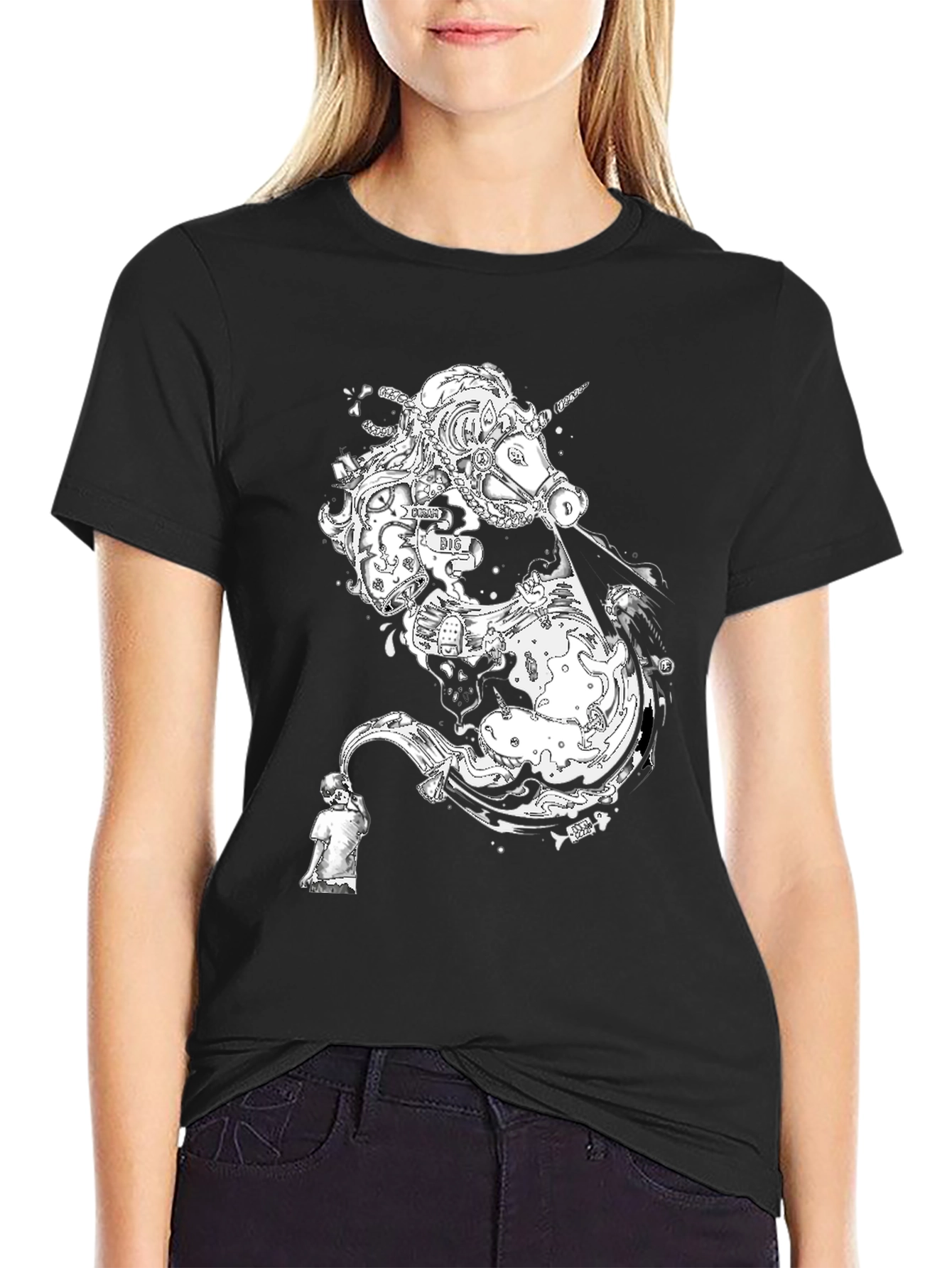 Unicorn Graphic Black T-Shirt