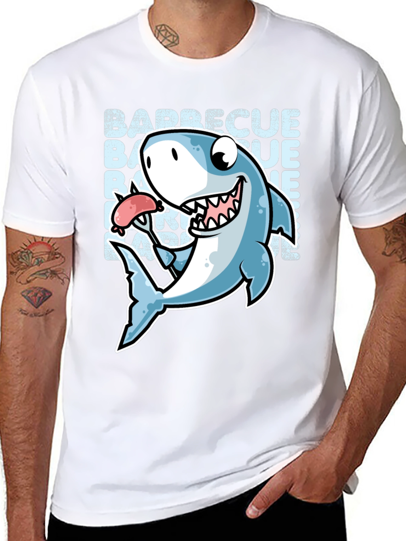 Barbecue Shark Graphic T-Shirt