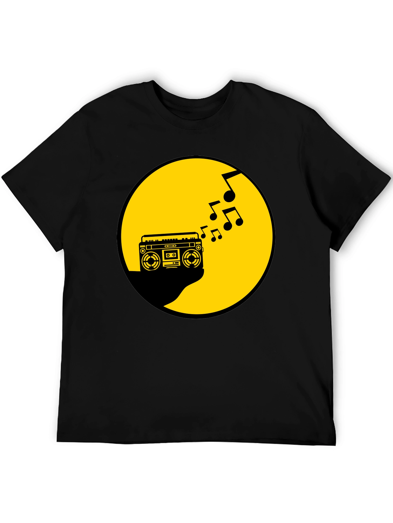 Retro Boombox Music T-Shirt - Black