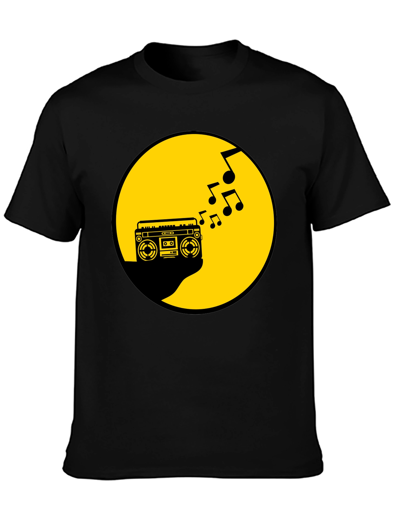 Retro Boombox Music T-Shirt - Black