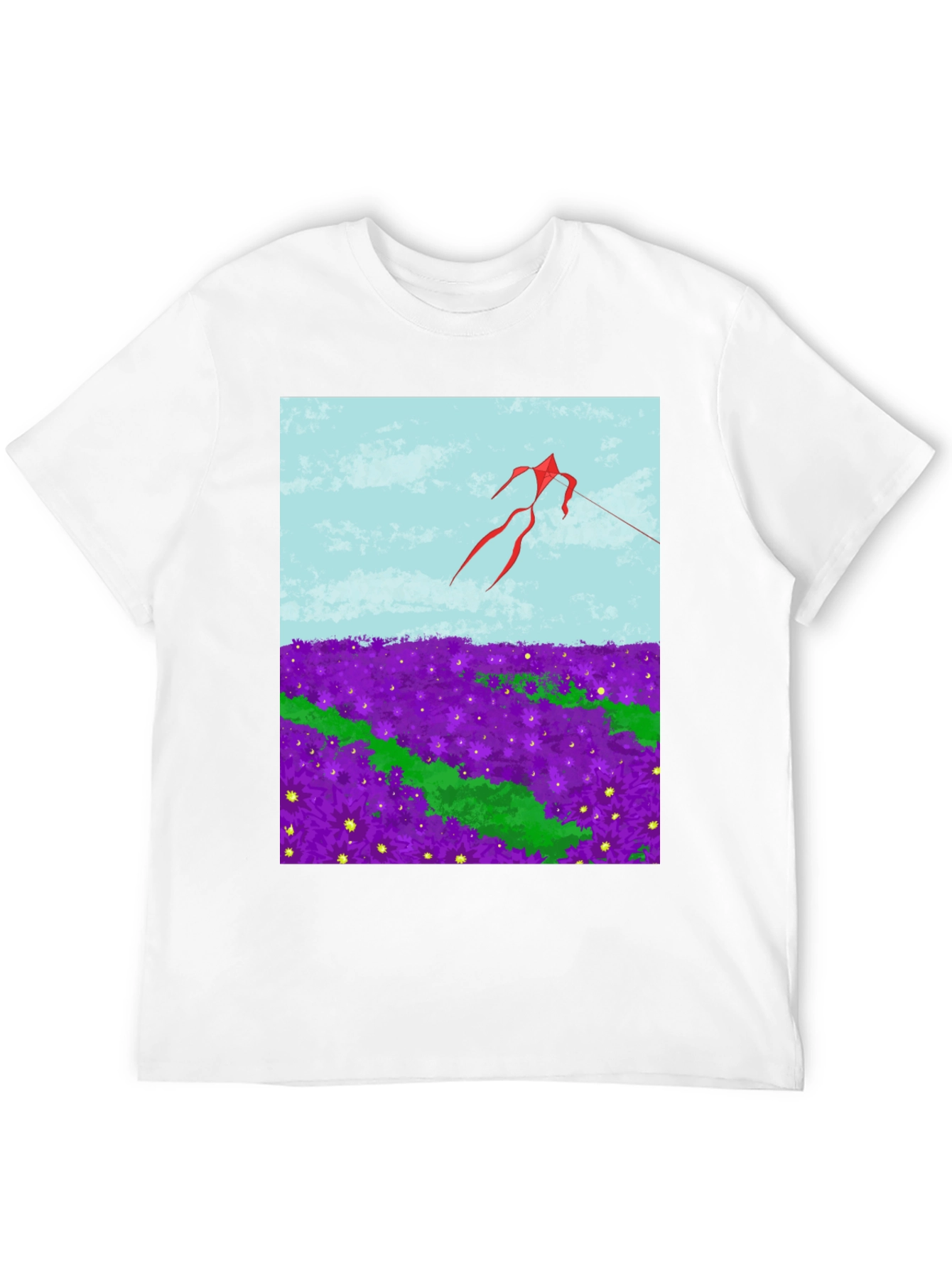 Kite in Flower Field Graphic Tee