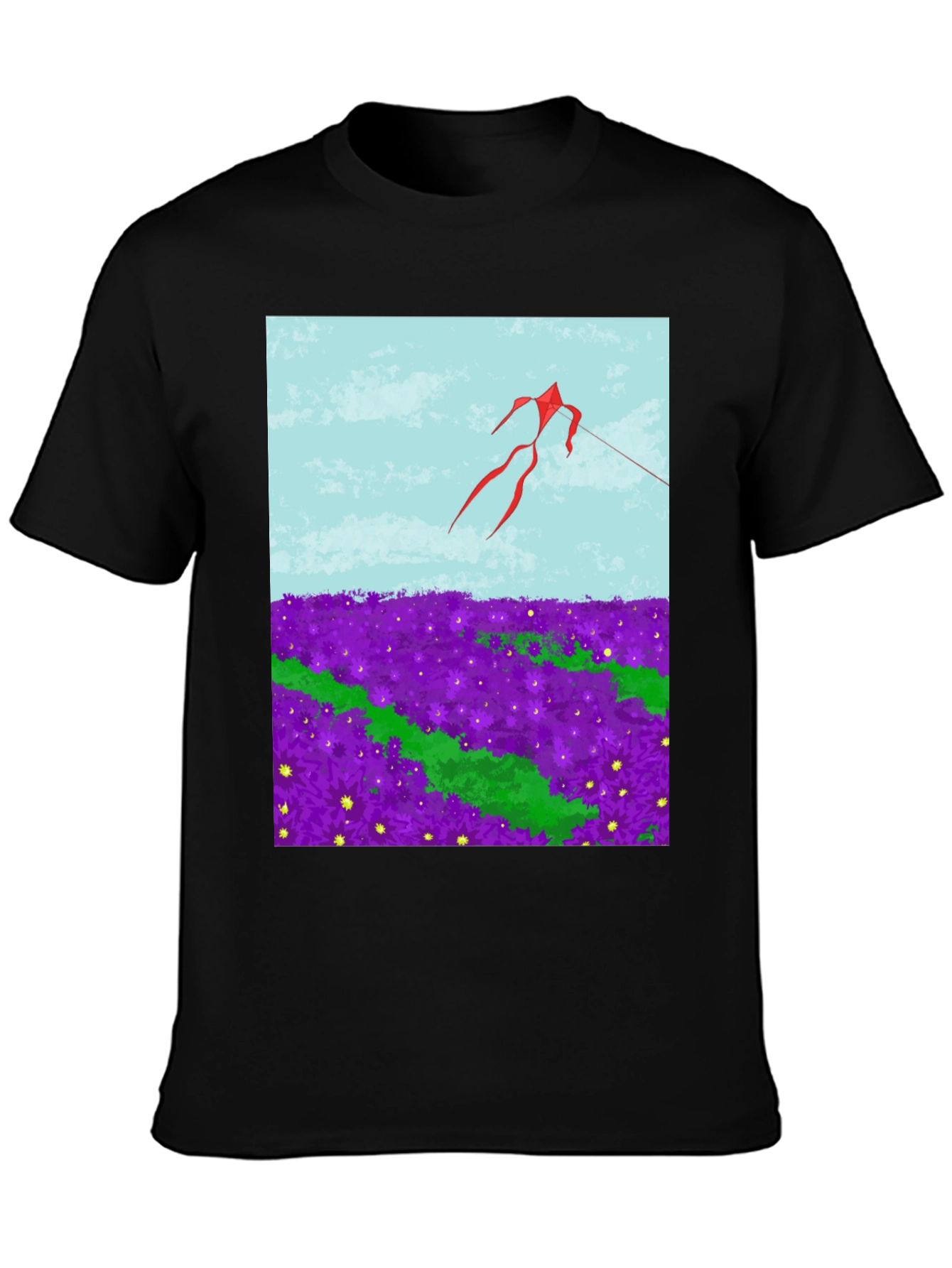 Kite in Flower Field Graphic Tee