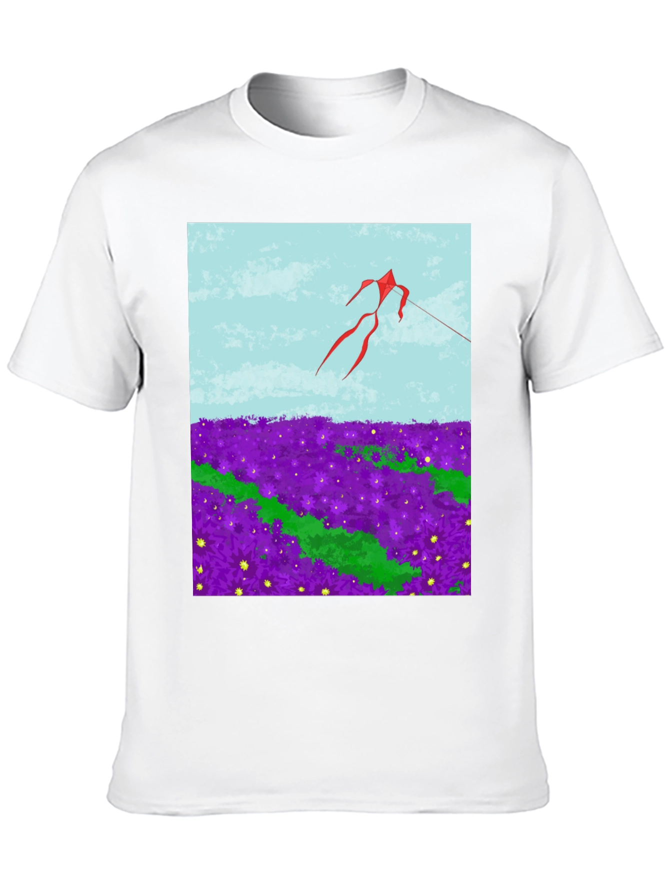 Kite in Flower Field Graphic Tee