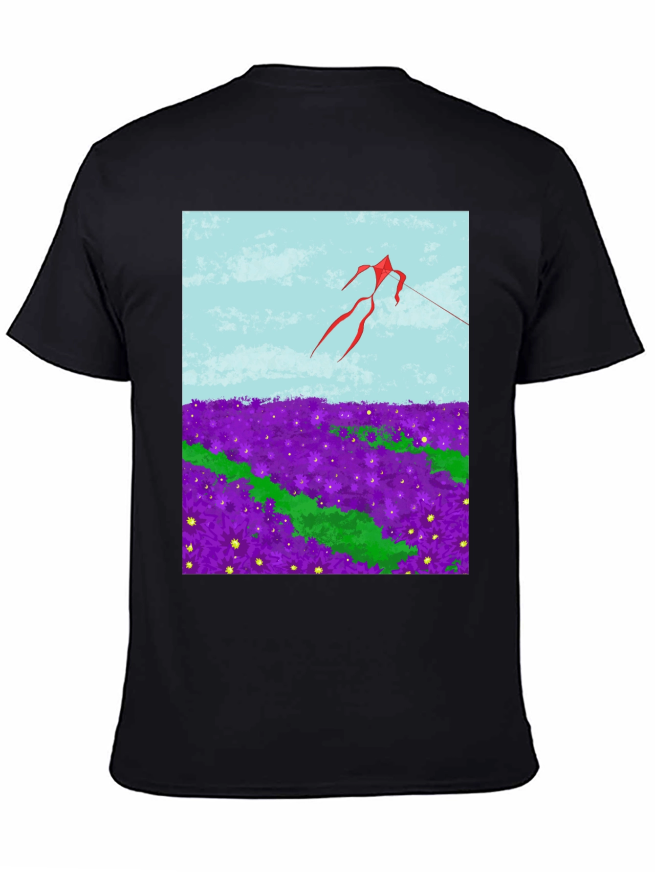 Kite in Flower Field Graphic Tee