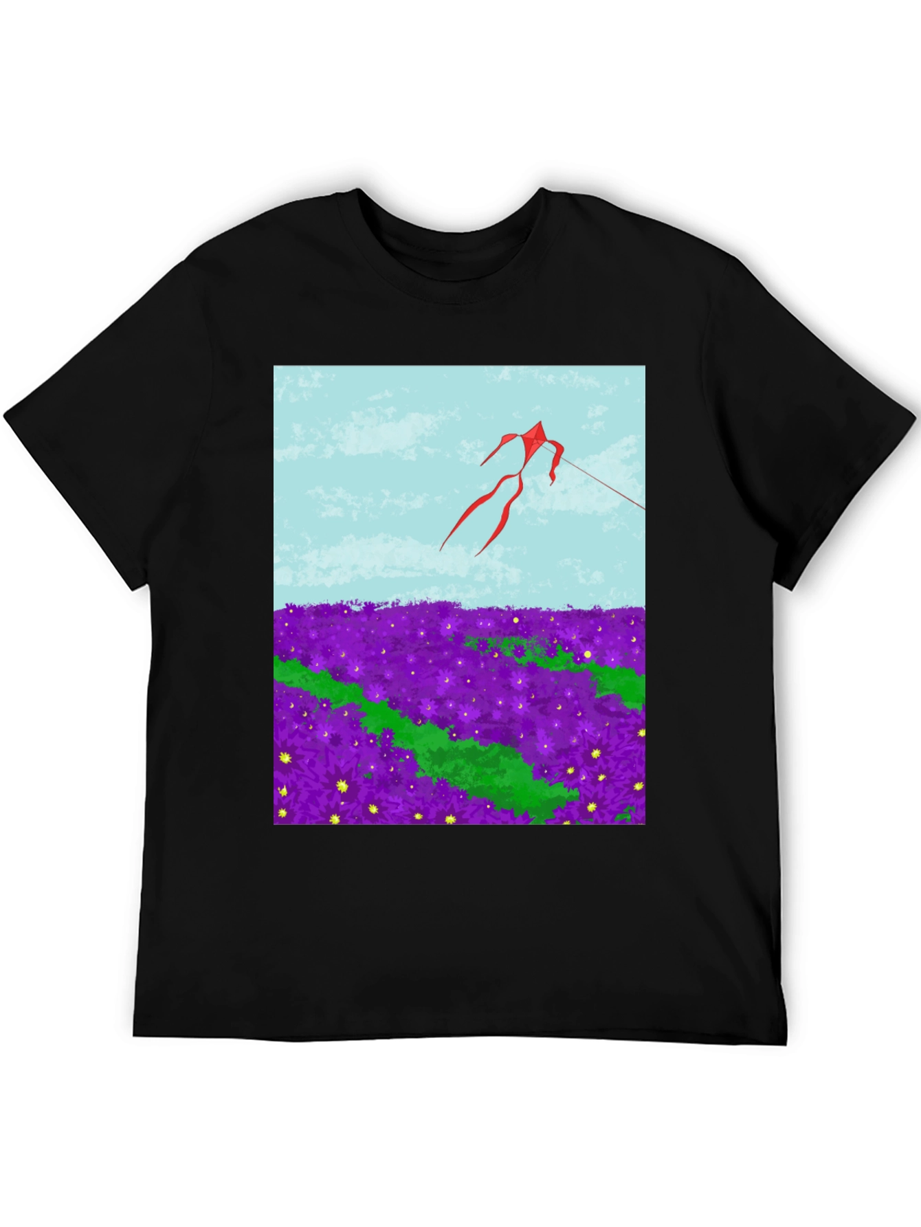 Kite in Flower Field Graphic Tee
