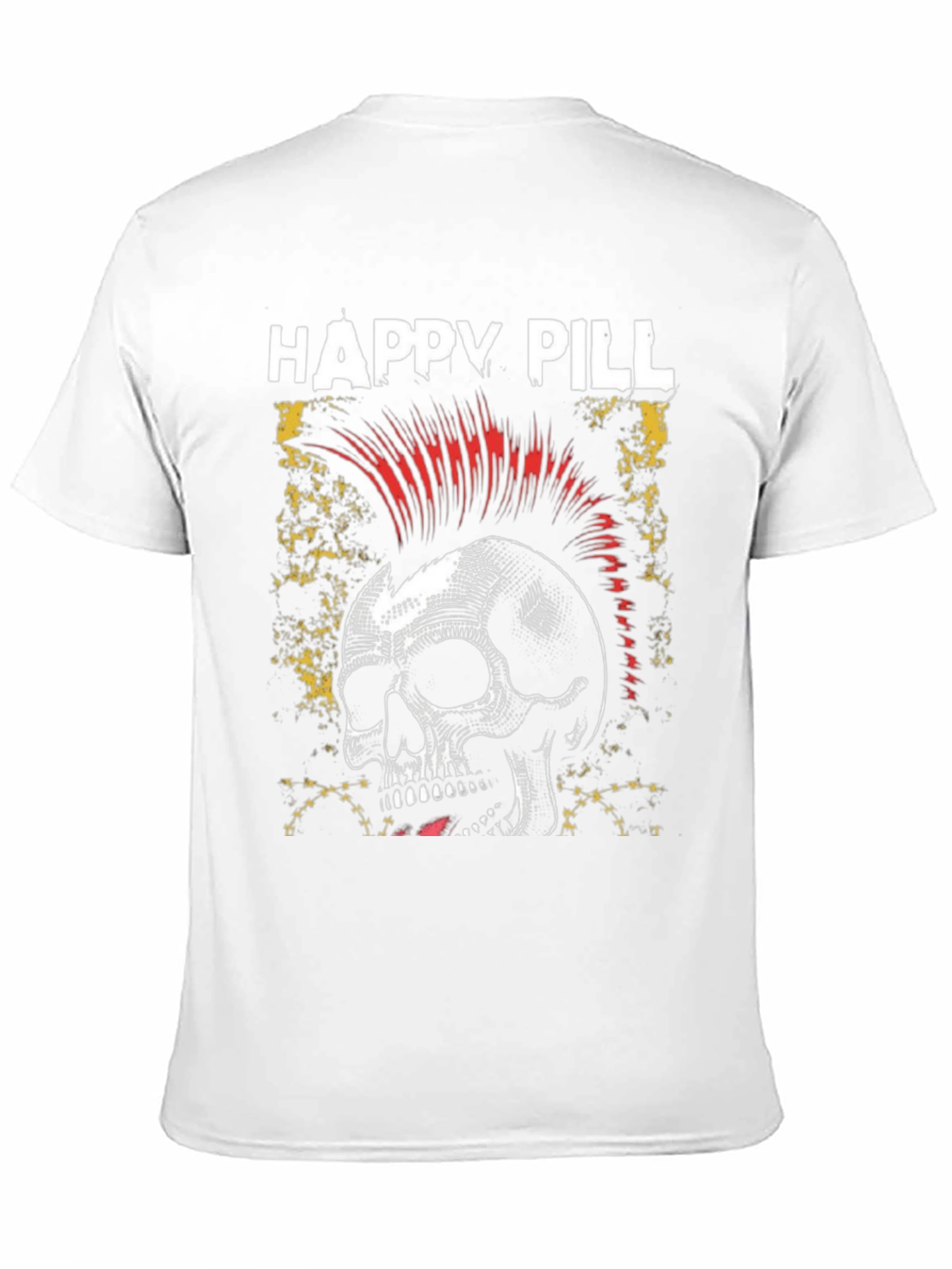 Happy Pill Skull Punk Graphic Black T-Shirt